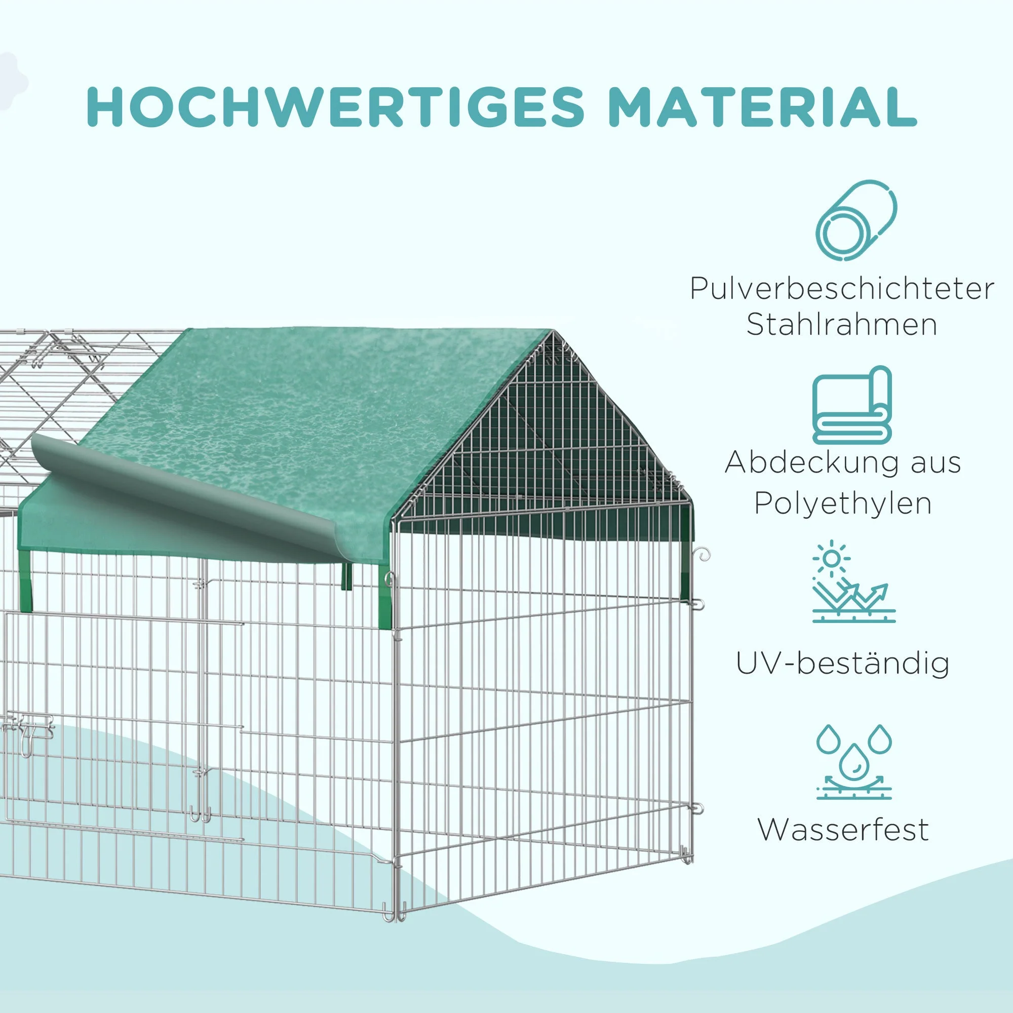 Outdoor Enclosure Playpen with Cover for Guinea Pigs, Steel - Image 4