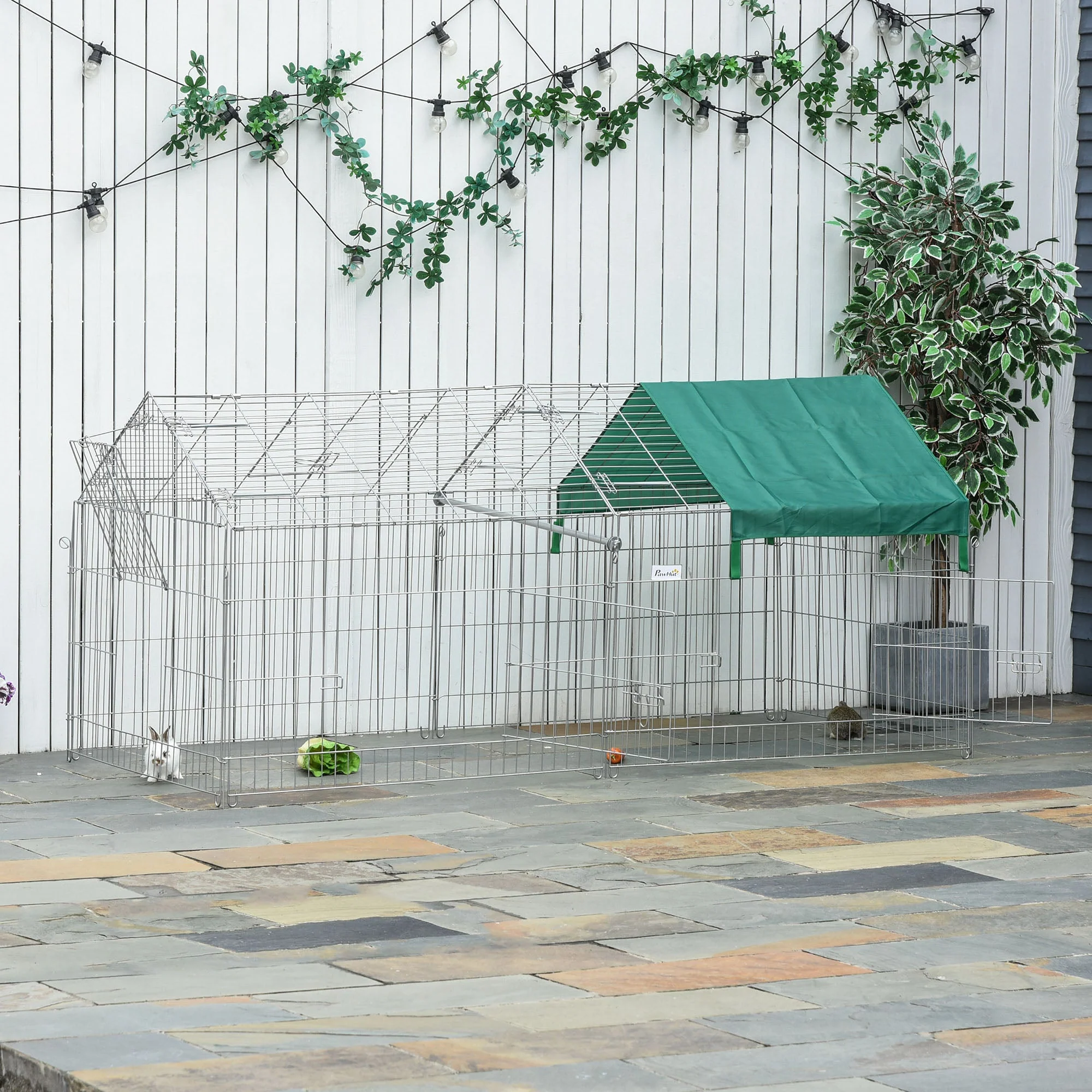 Outdoor Enclosure Playpen with Cover for Guinea Pigs, Steel - Image 7