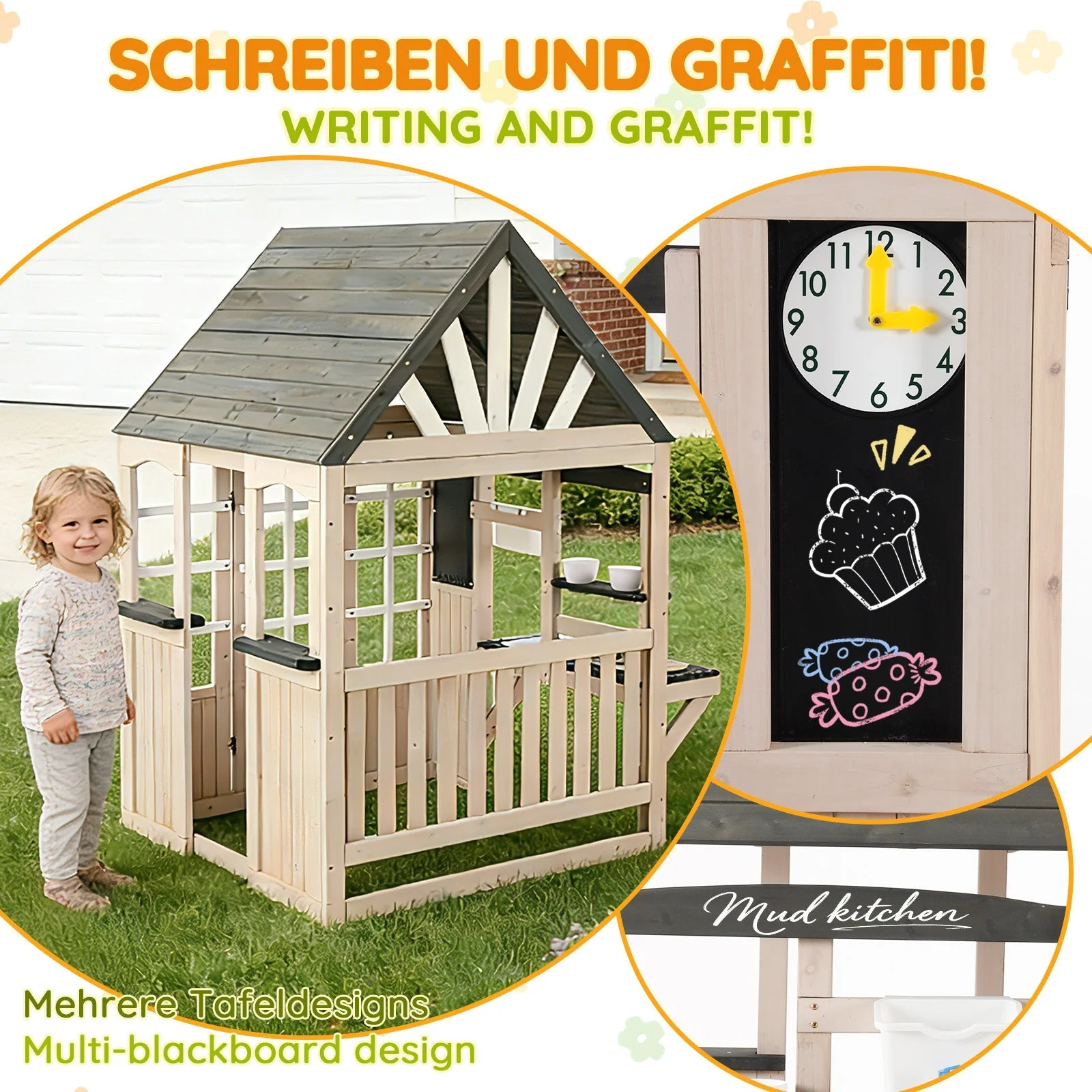 Outdoor Mud Kitchen with Real Tap and Garden Accessories, Wood - Image 9