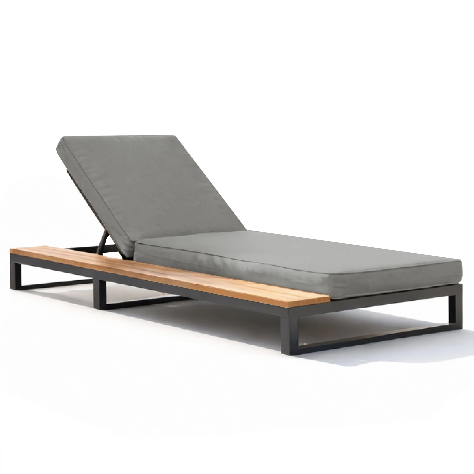 Outdoor Patio Daybed with Shelves and Adjustable Backrest, Waterproof Sofa Bed, Gray - Image 9