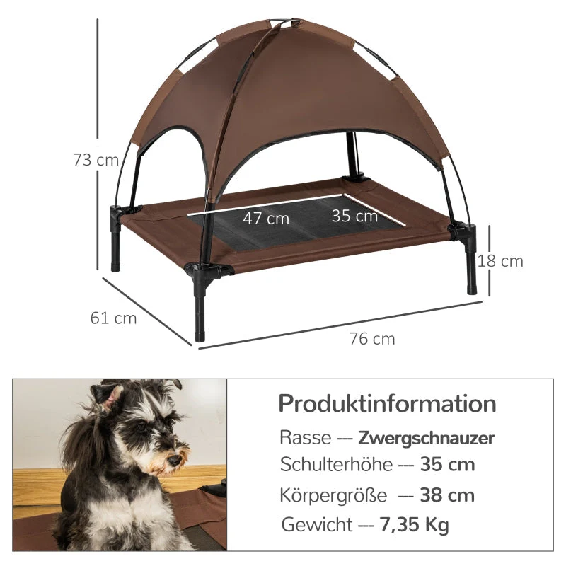 Outdoor Pet Bed with Canopy, Elevated, Taffeta Fabric, Coffee - Image 3