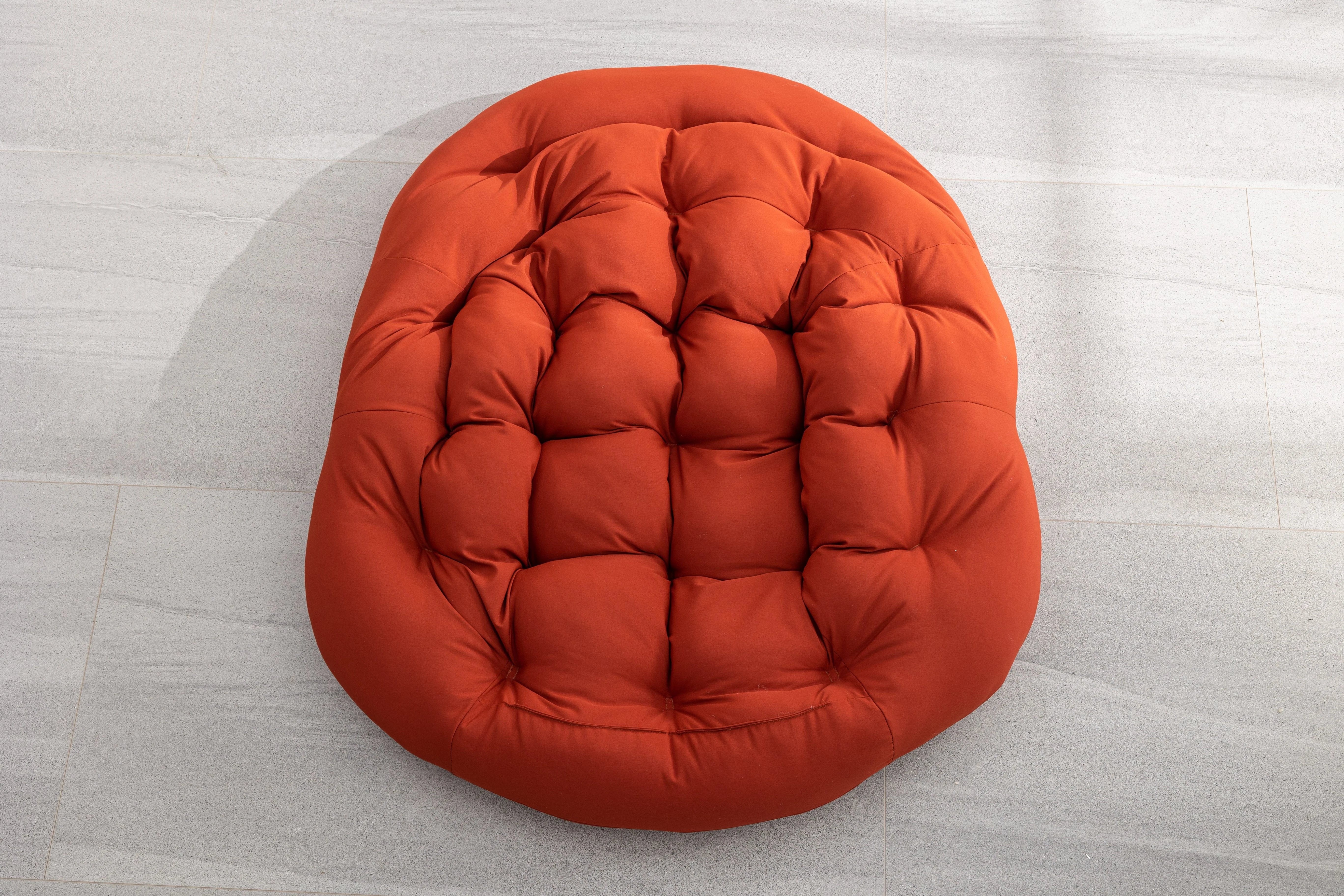 Outdoor Rattan Rocking Chair, Padded Cushion Recliner, Orange - Image 4