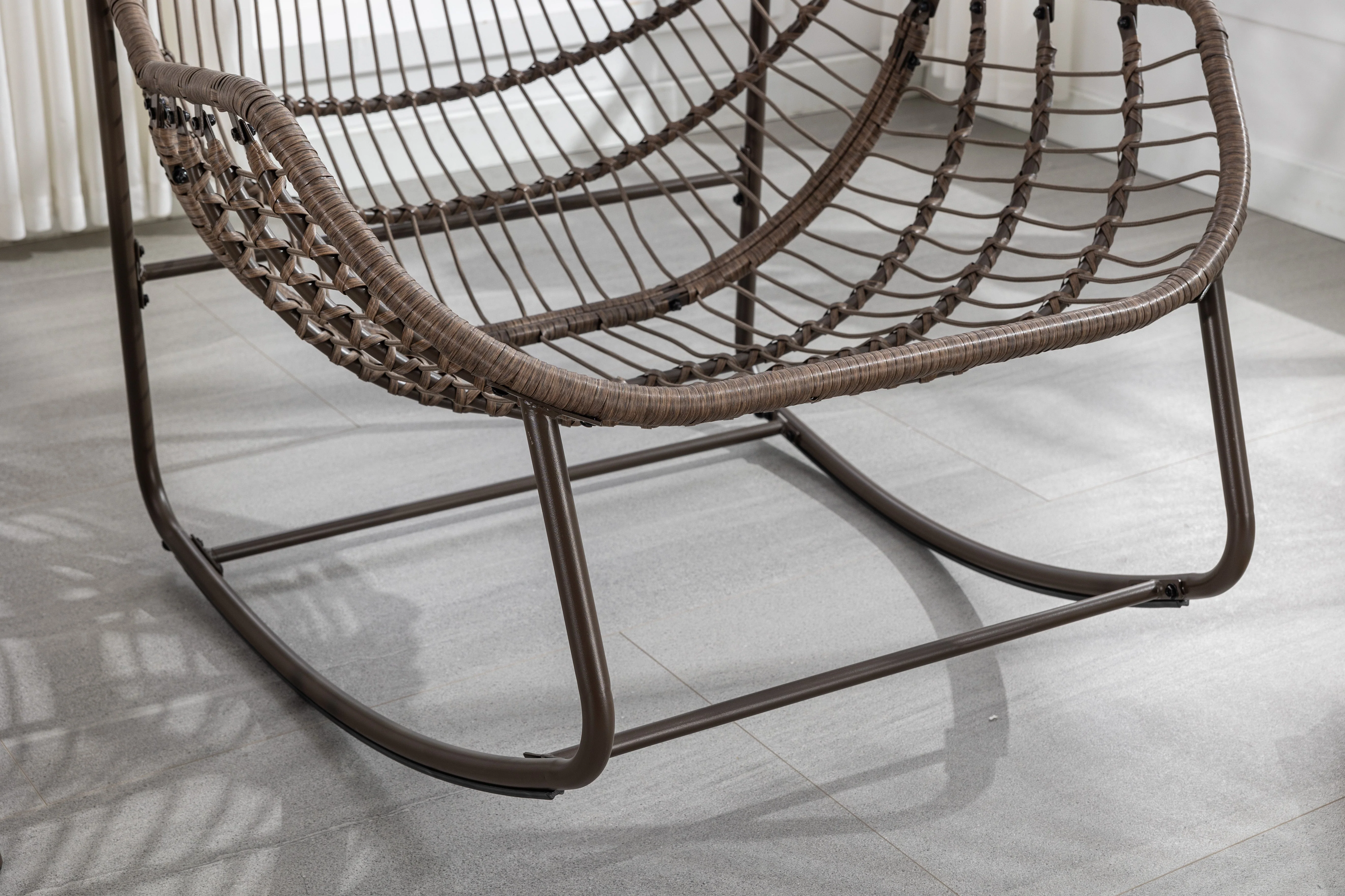 Outdoor Rocking Chair, Patio Oversized Wicker Egg, Light Green - Image 3