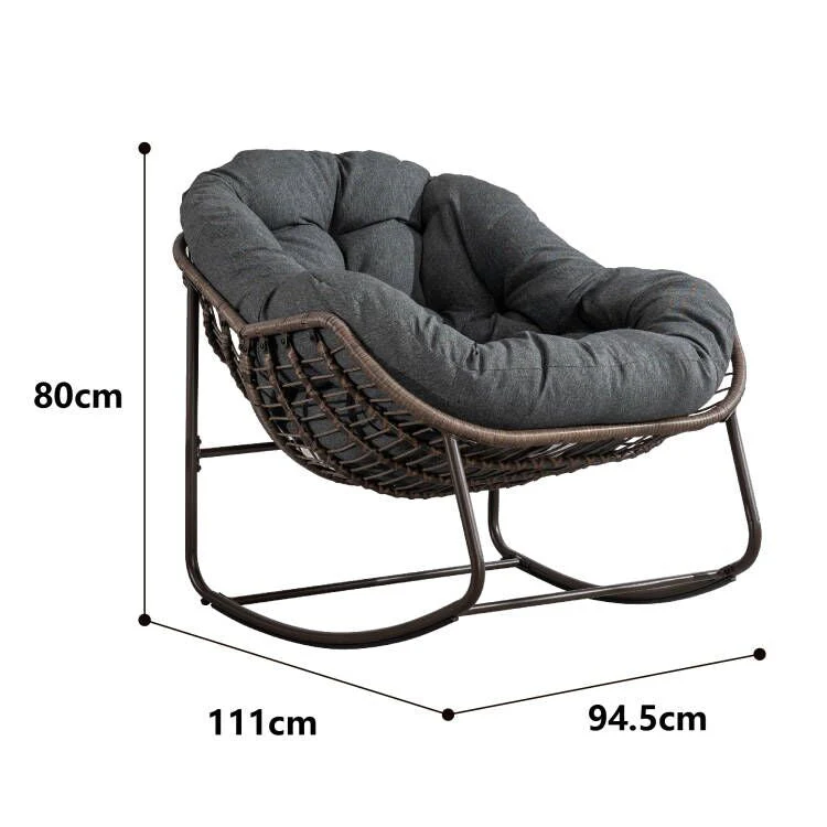 Outdoor Rocking Chair, Patio Oversized Wicker Egg, Light Green - Image 6