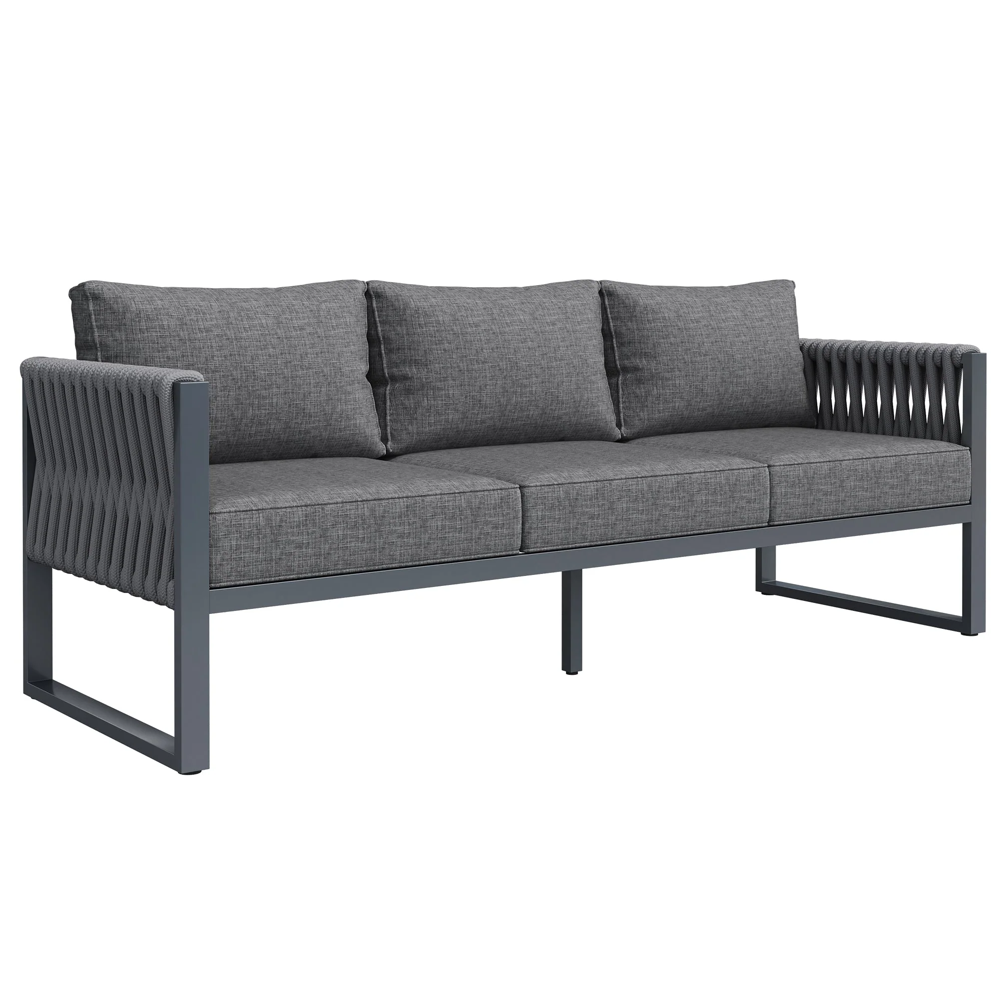 Outdoor Sofa Lounge Set 10-Seater Rustproof Metal Frame - Grey - Image 9