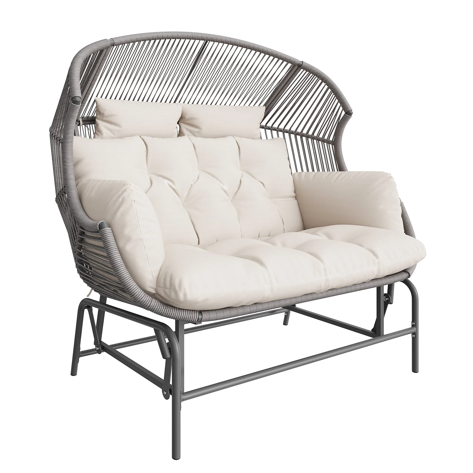 Outdoor Swing Egg Chair Double Patio Hanging Rocking Chair Grey - Image 4