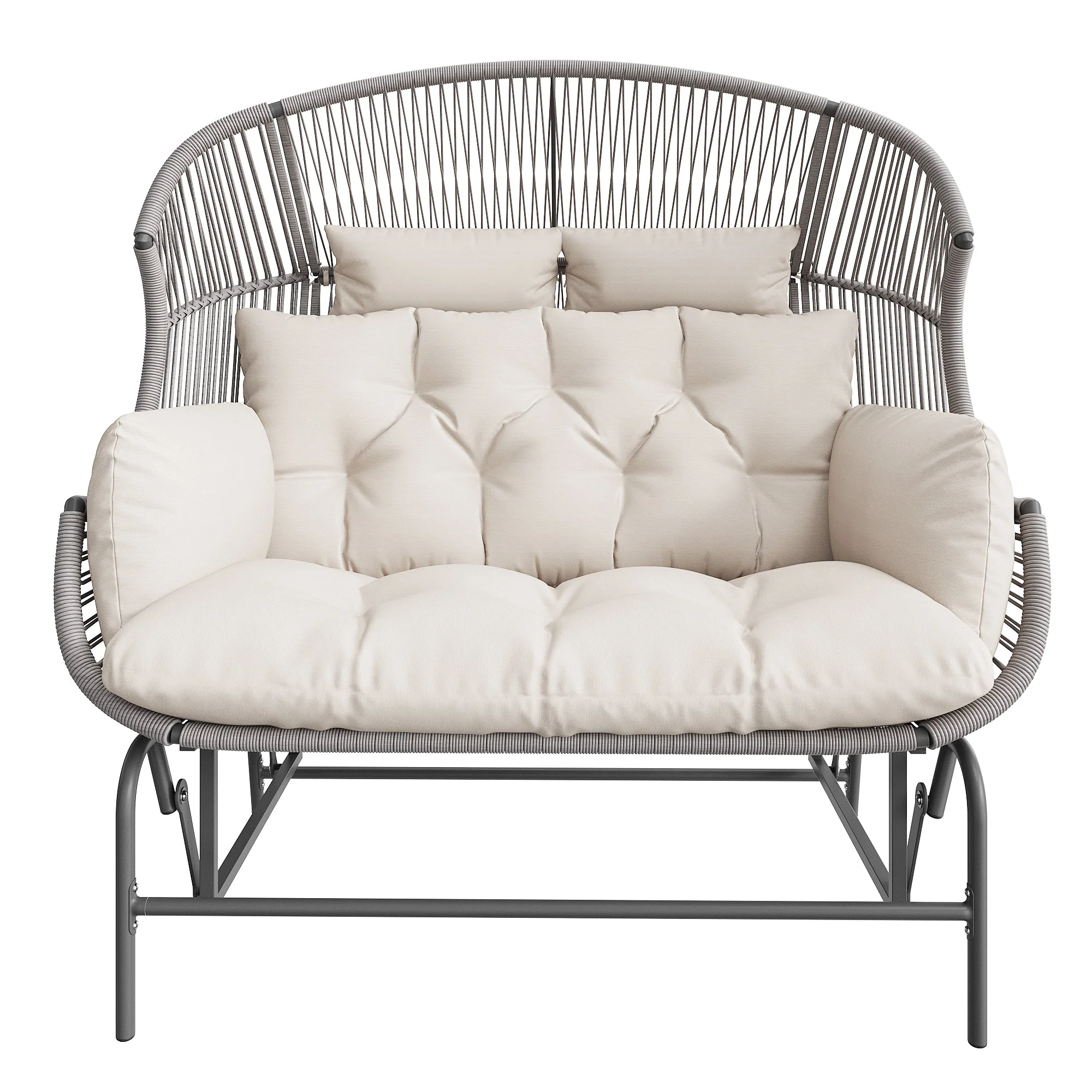 Outdoor Swing Egg Chair Double Patio Hanging Rocking Chair Grey - Image 6