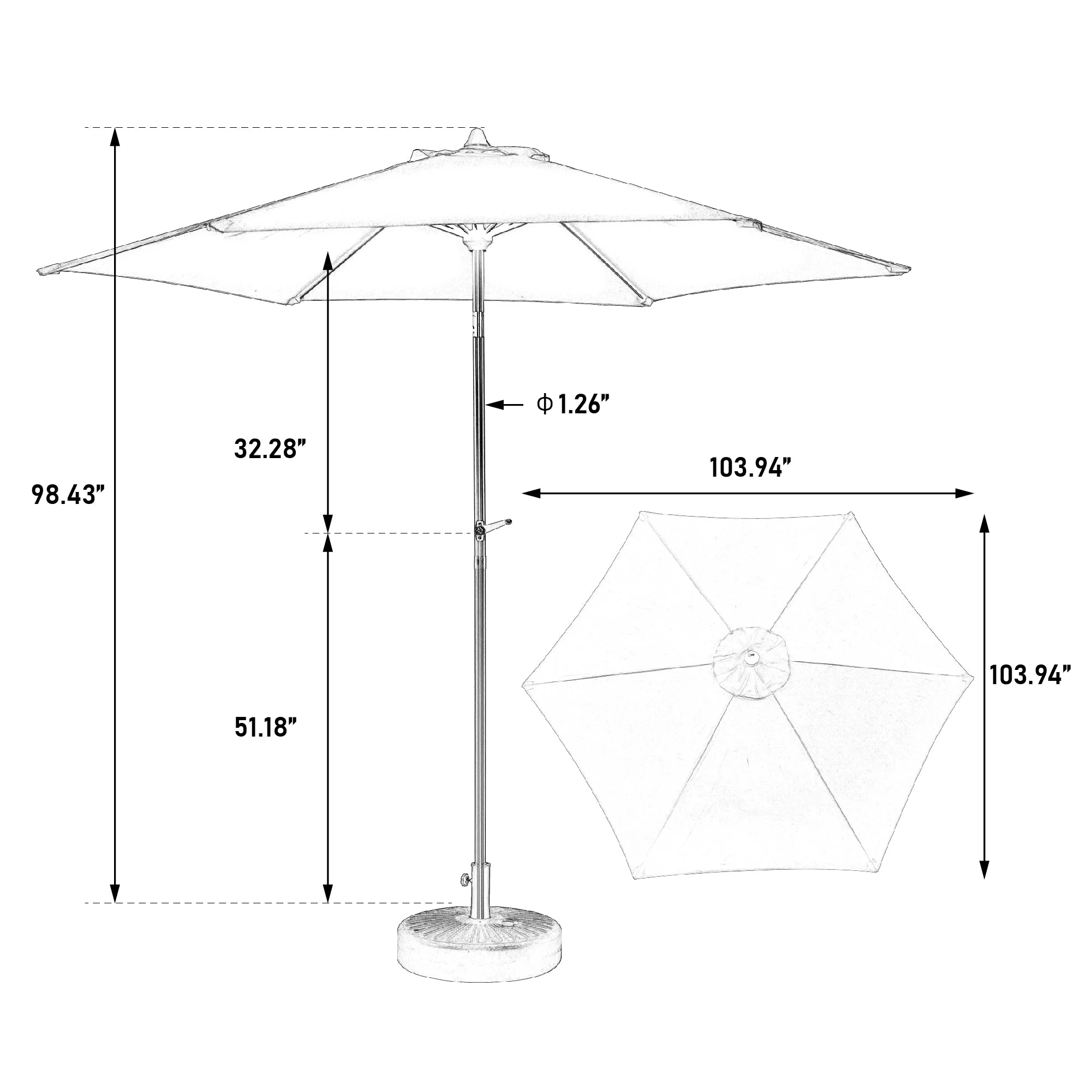 Outdoor Umbrella 9 Ft Double Sided Rectangular with Crank, Blue - Image 9