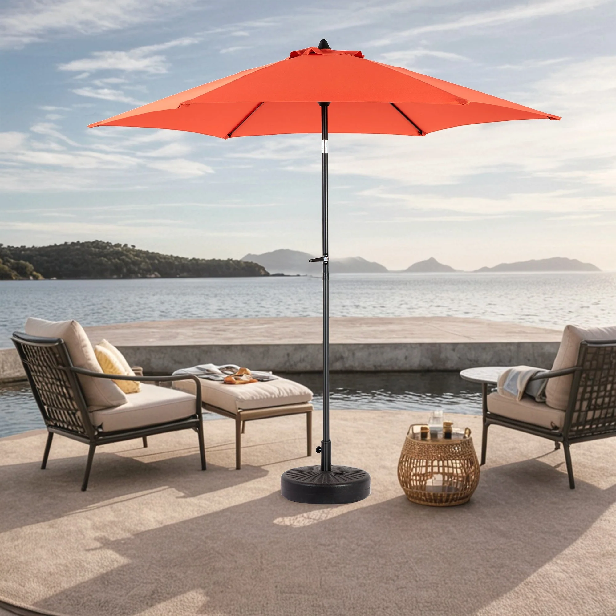 Outdoor Umbrella 9 Ft Double Sided Rectangular with Crank, Orange