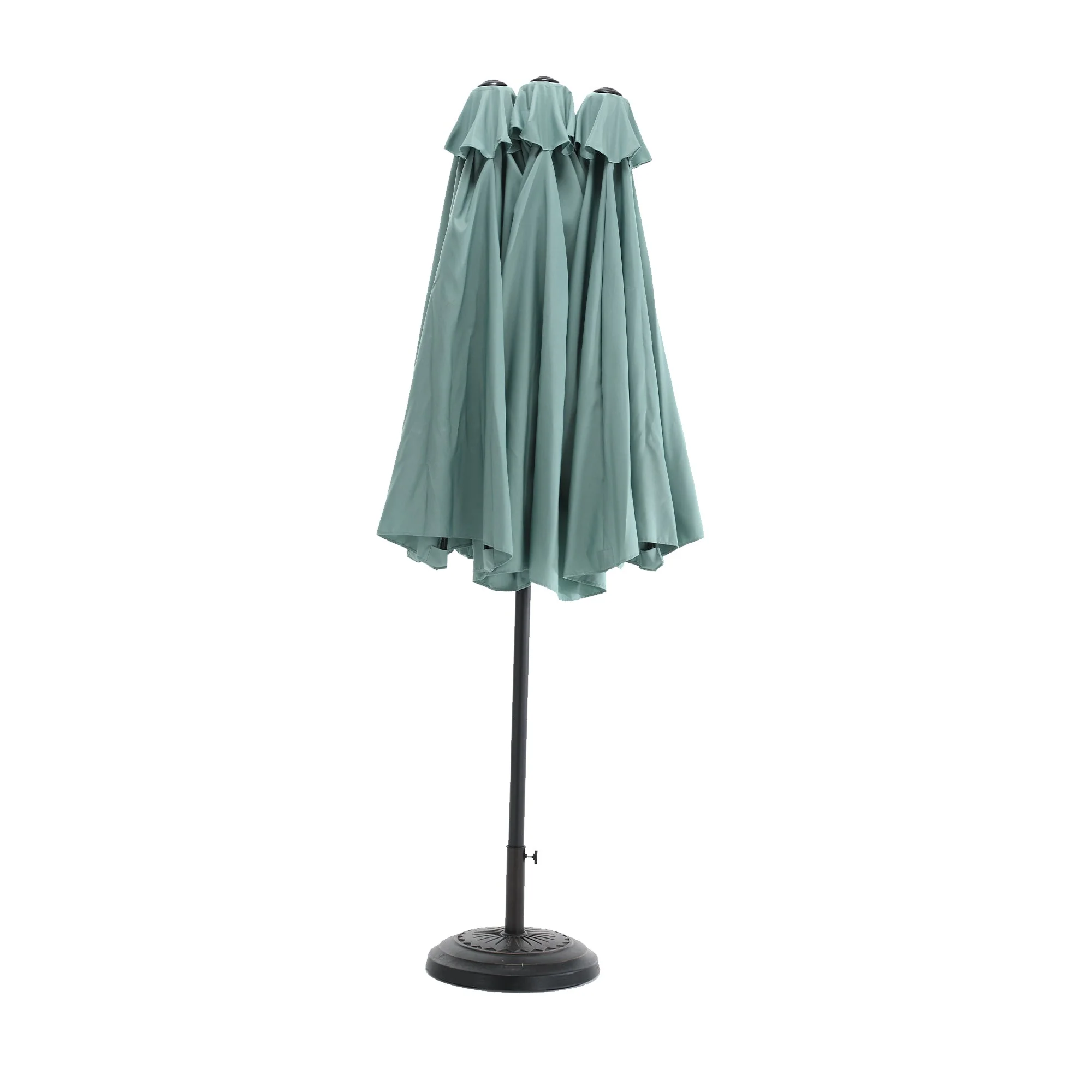 Outdoor Umbrella Double Sided Rectangular Large 14.8 Ft with Crank, Light Green - Image 4