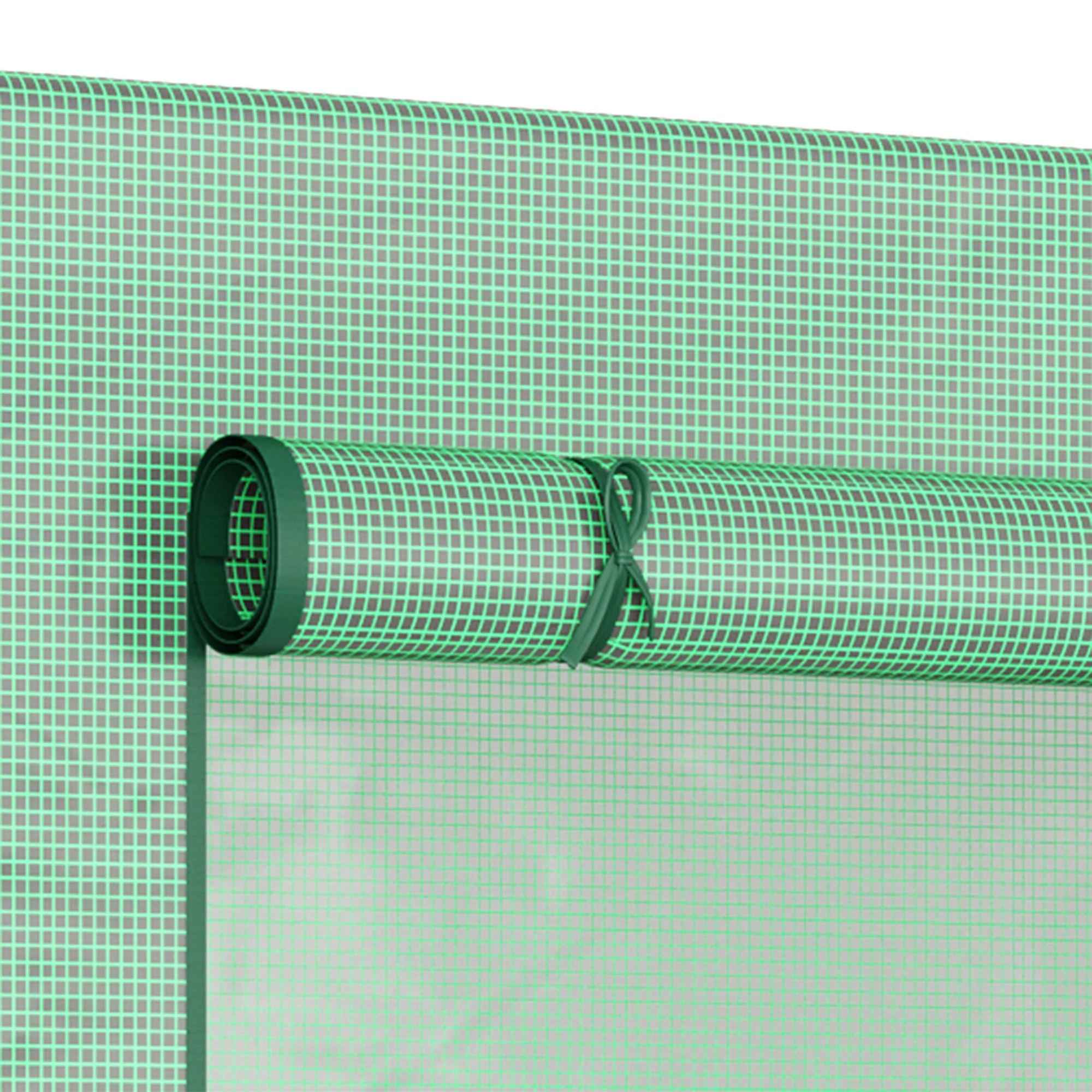 Outsunny Greenhouse with Roll-Up Door and Side Window, 200 x 76 x 168 cm, Green PE Mesh Film - Image 7