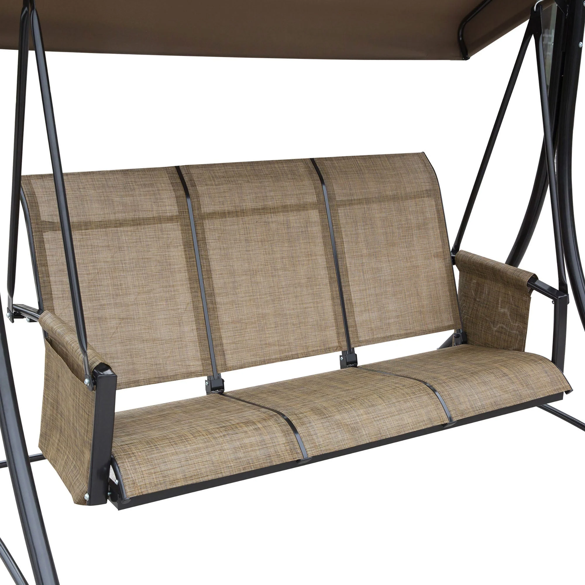 Hollywood Swing 3-Seater Adjustable Sunshade 300kg Capacity, Brown - Image 7
