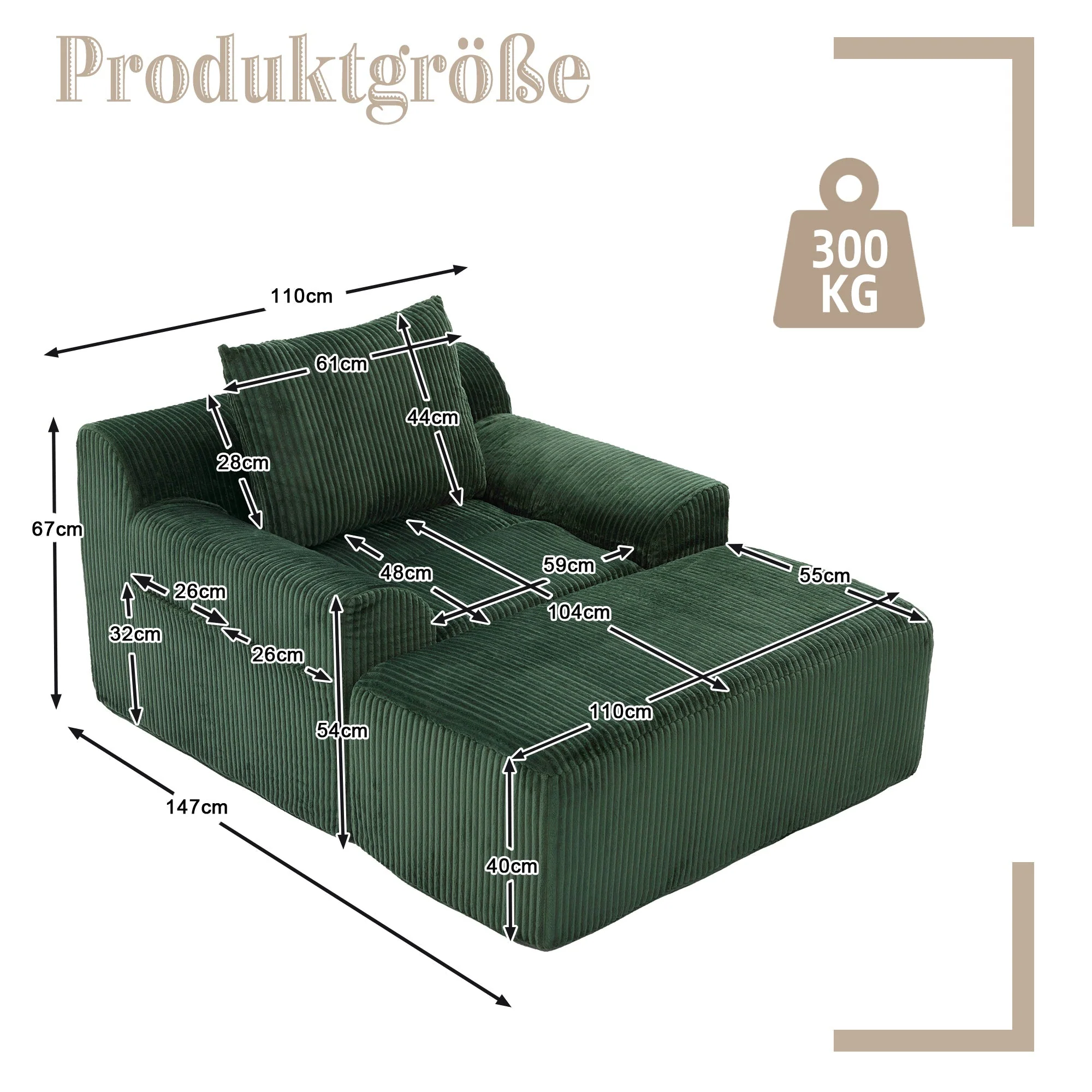 Oversized Sofa Chair Corduroy Deep Seat Boneless No Assembly Required - Image 7