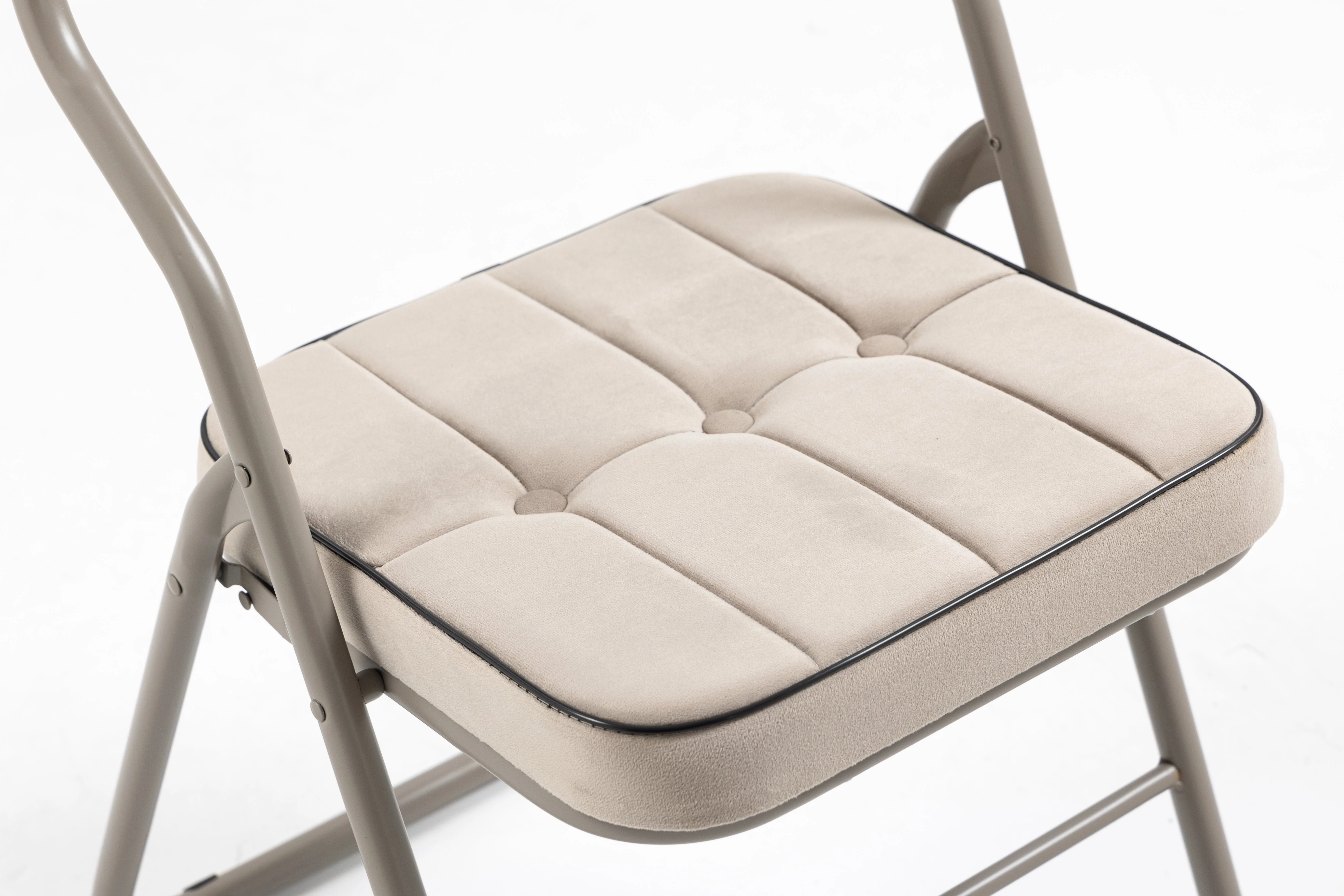 Padded Folding Chairs 2 Pack, Portable and Assembled with Cushion, Khaki - Image 5