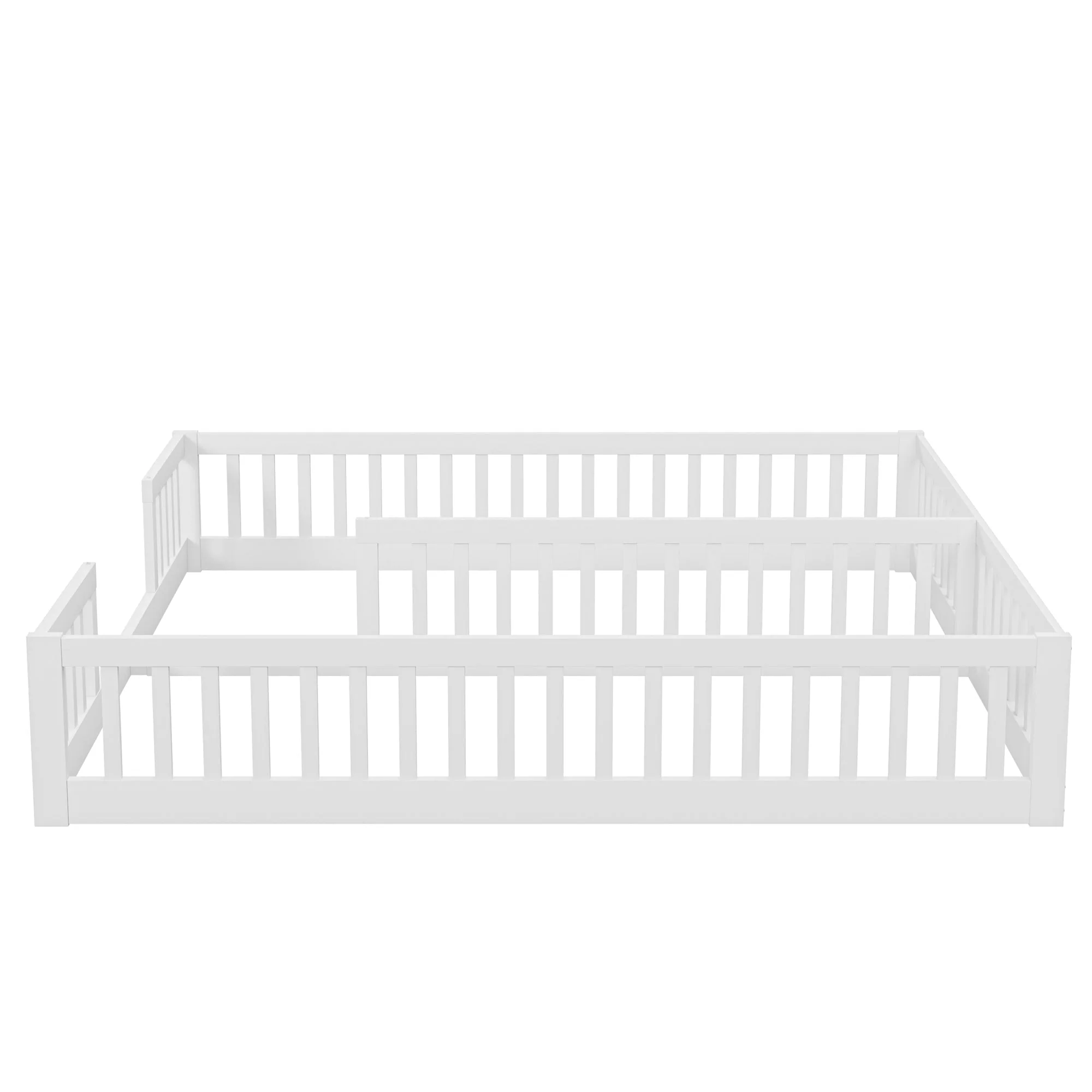 Panel Bed 90x200cm with Railing Minimalist Pine Wood - White - Image 10