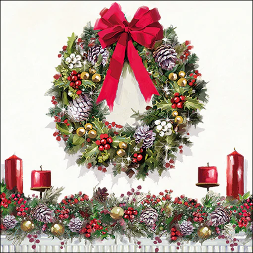 Paper Napkins - Bow on Wreath