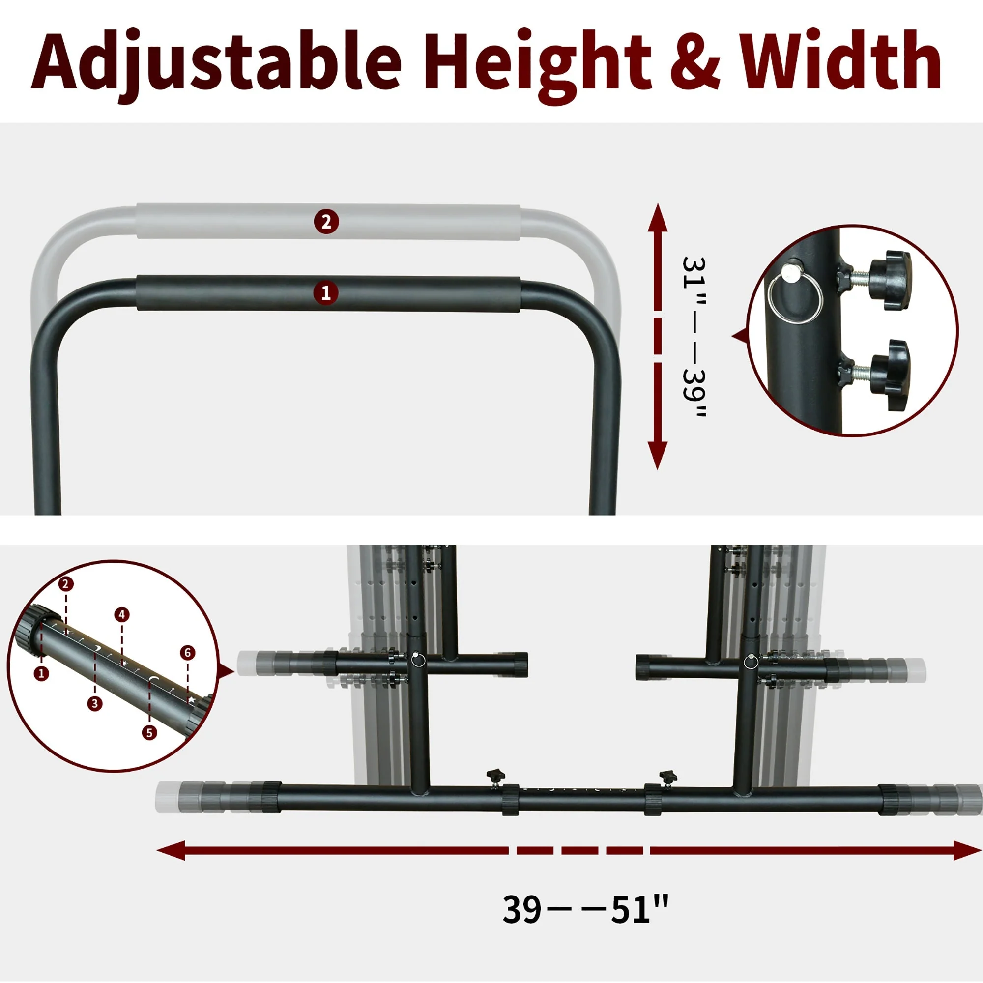 Parallel Bars, Adjustable Height, Heavy-Duty Steel - Image 4
