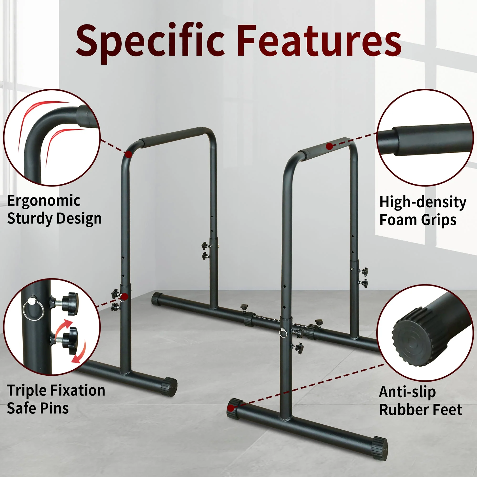Parallel Bars, Adjustable Height, Heavy-Duty Steel - Image 5