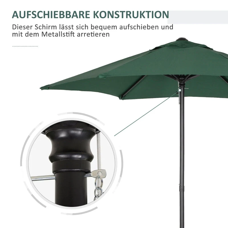 Parasol 196cm Hexagonal Windproof Crank Green - Image 7