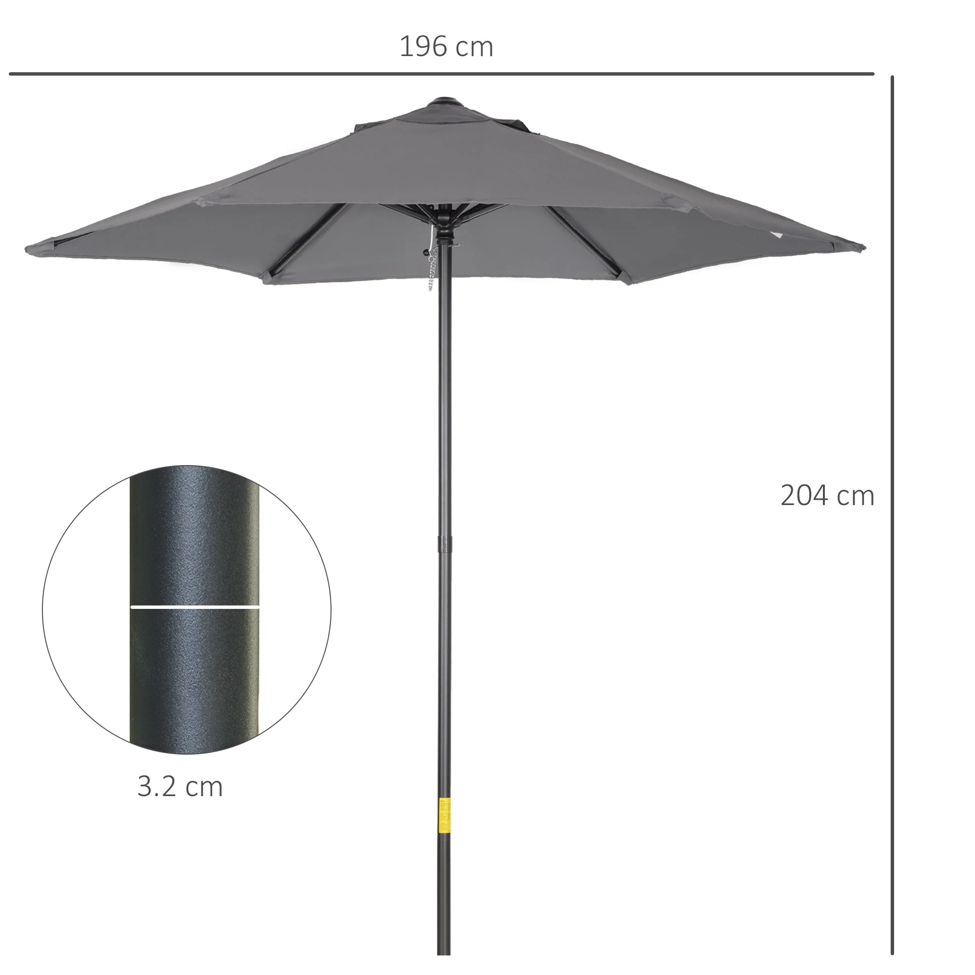 Parasol 196cm Rotating Hexagonal Windproof Dark Grey - Image 3