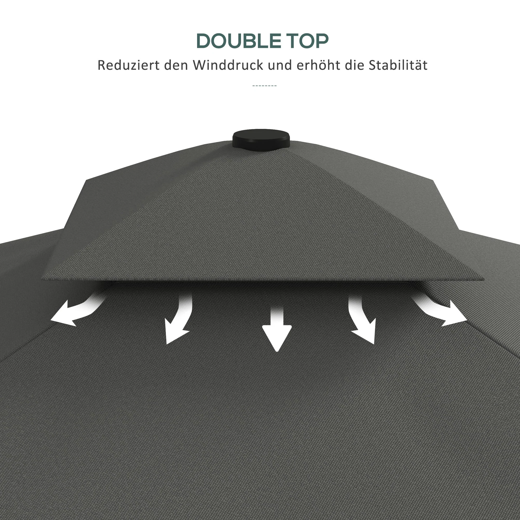 Parasol 243x243cm Balcony Cantilever UV Protection Dark Grey - Image 6