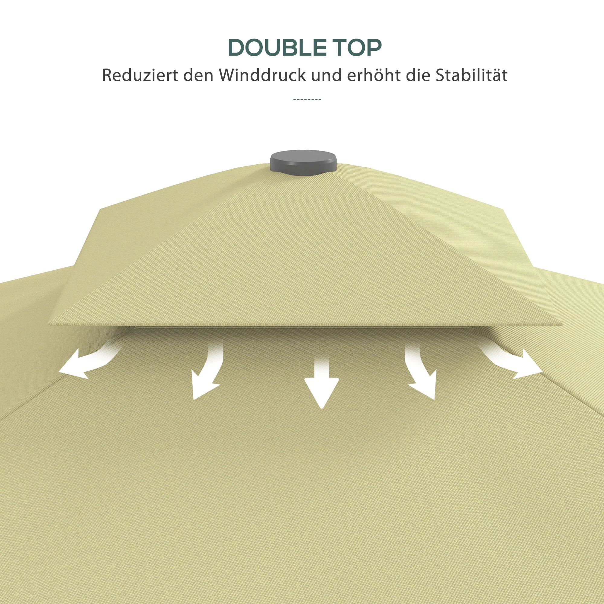Parasol 243x243cm UV Protection Cantilever Double Canopy Metal - Image 6