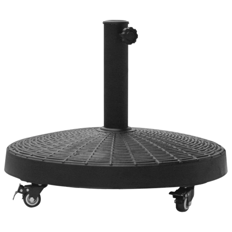 Parasol Base 25kg Rattan Look Wheels for Ø38/48mm Umbrellas, Resin & Metal - Image 2