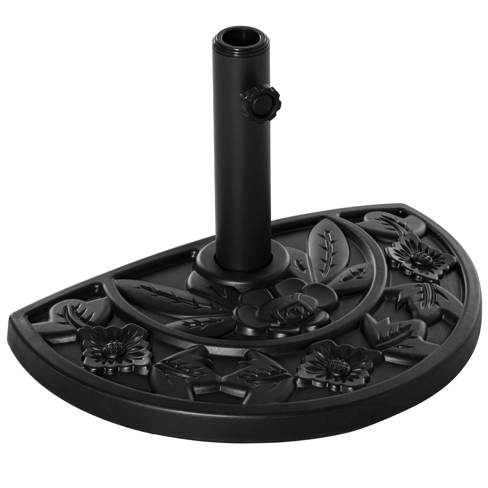 Parasol Base 9kg Floral Motif Semi-Circular HDPE Black - Image 2