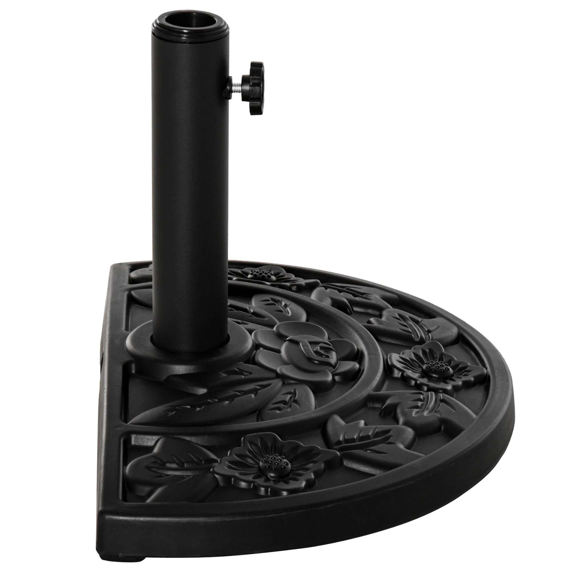 Parasol Base 9kg Floral Motif Semi-Circular HDPE Black - Image 7