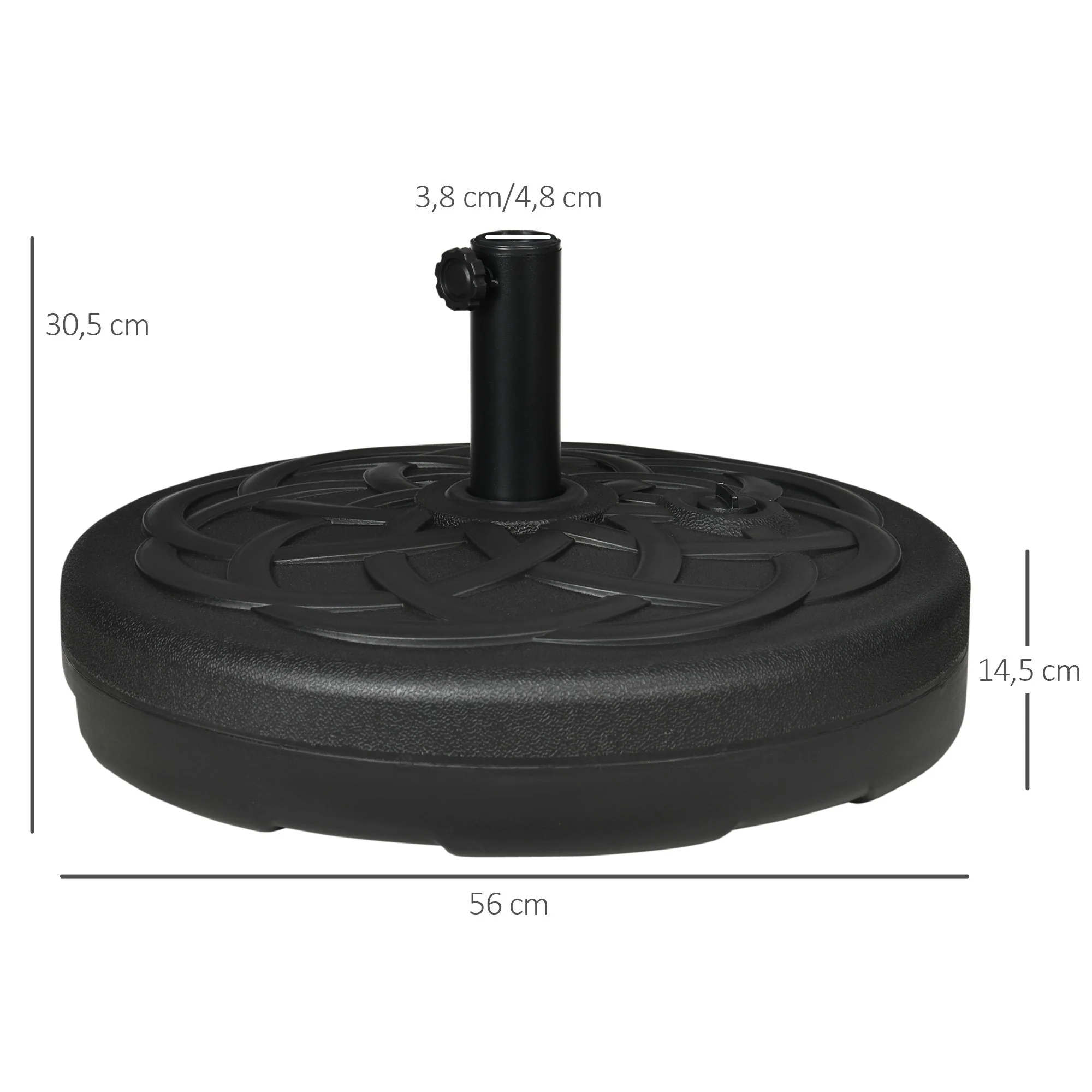 Parasol Base Round Fillable up to 35kg Stand Ø38/48mm Black - Image 3