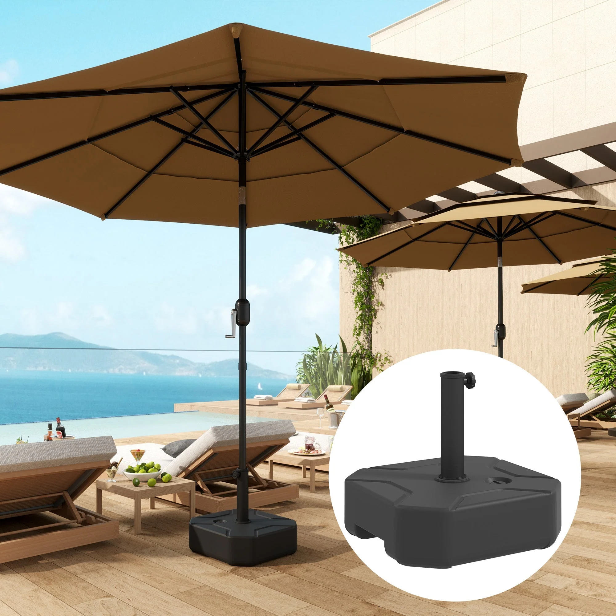 Parasol Base Square Fillable 25kg for 38/48mm Poles