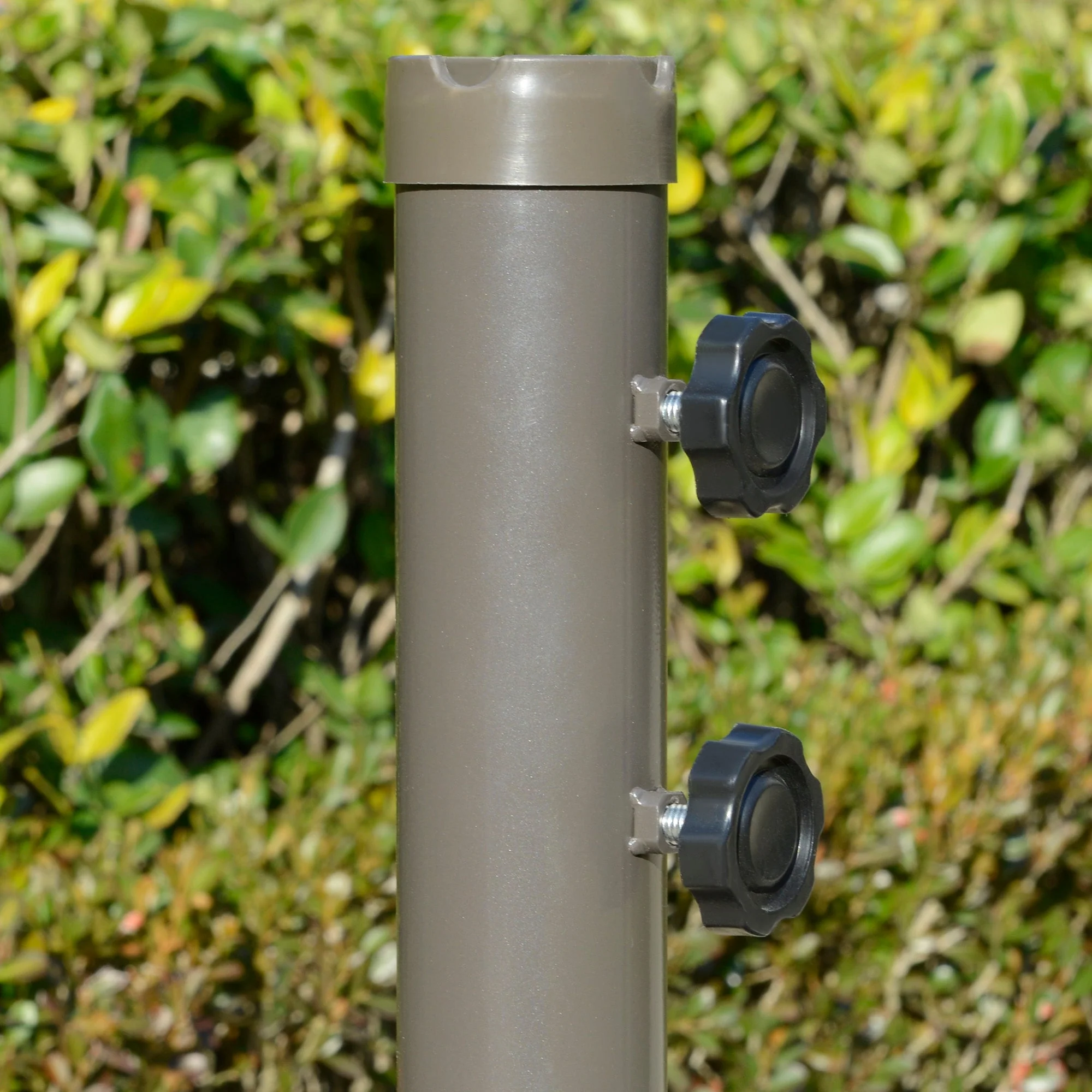 Parasol Cantilever, Double Roof Cross Base, Light Grey Polyester - Image 7