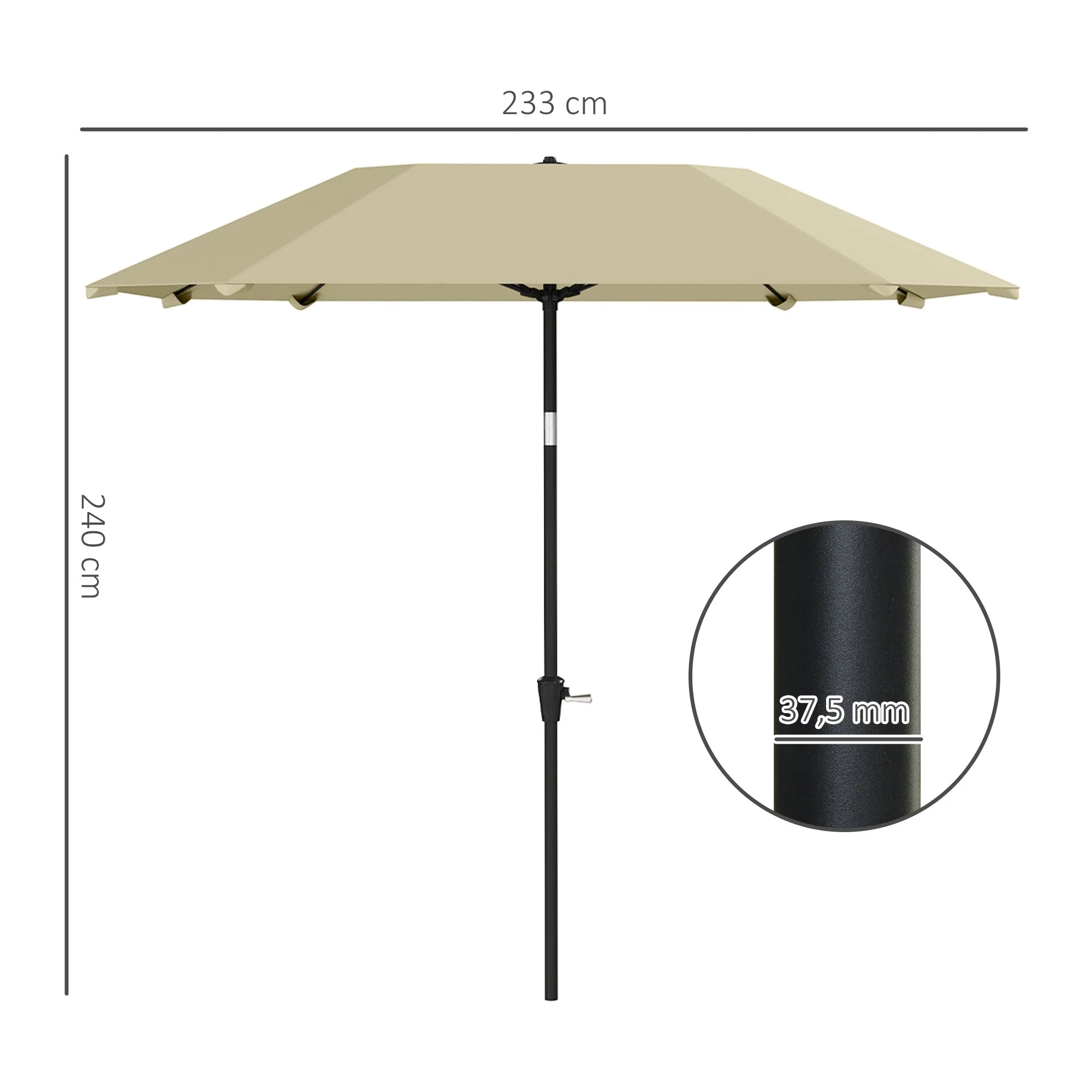 Parasol, Octagonal Folding Beach Patio, Beige - Image 4