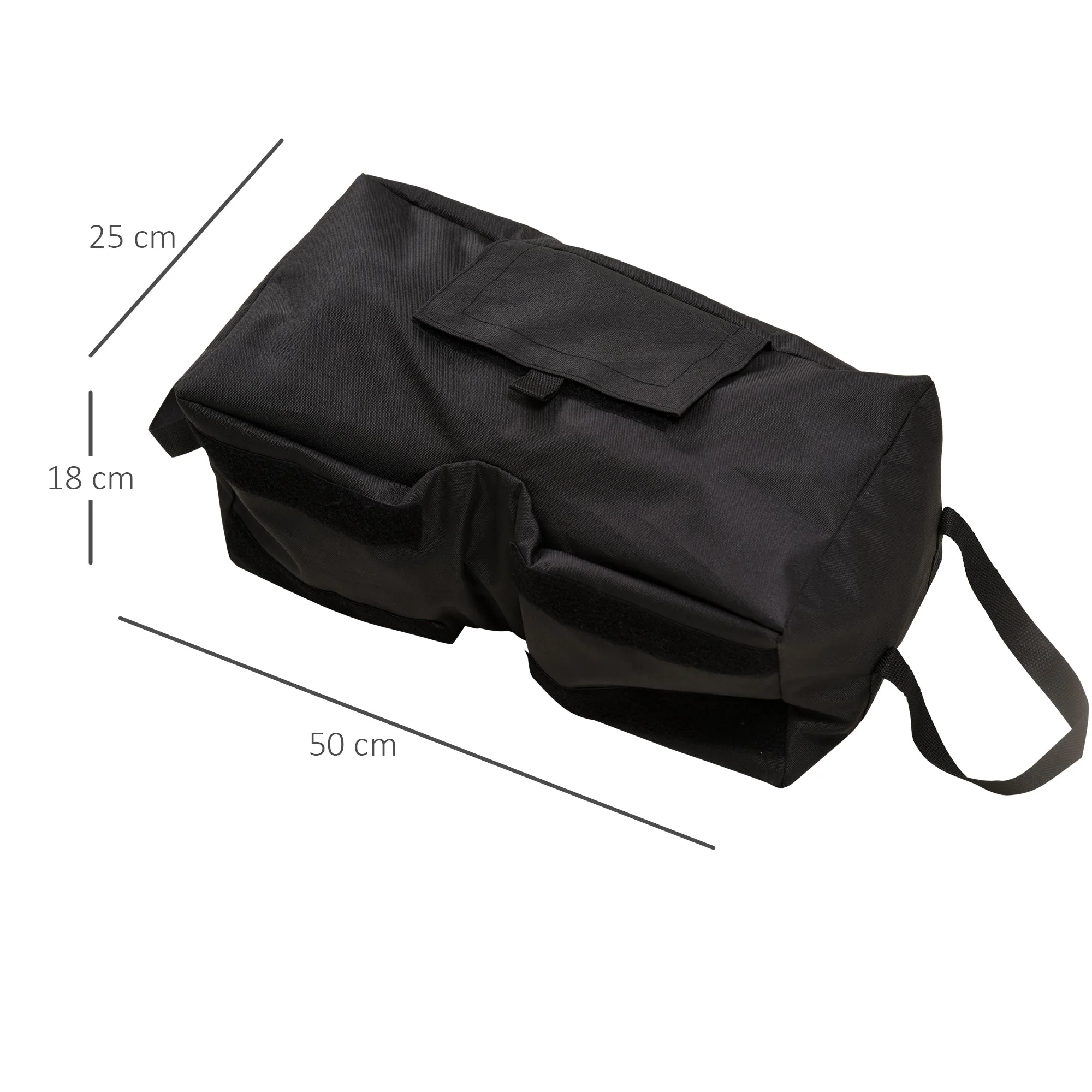 Parasol Stand Sandbag, 2x 50kg Fillable Bags with Shovel, Black - Image 3