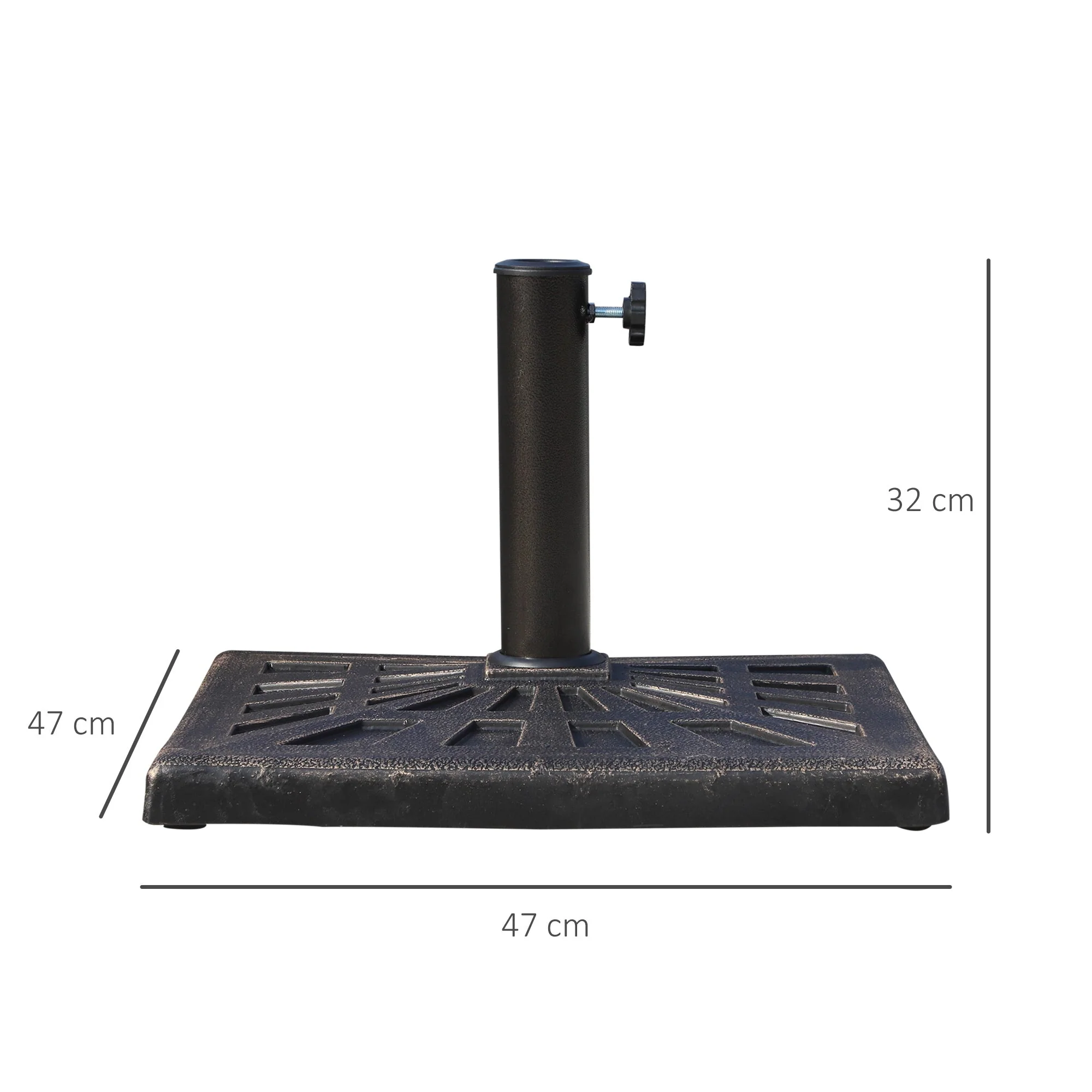 Parasol Stand Umbrella Holder 15kg Stable Weatherproof Resin Black - Image 3