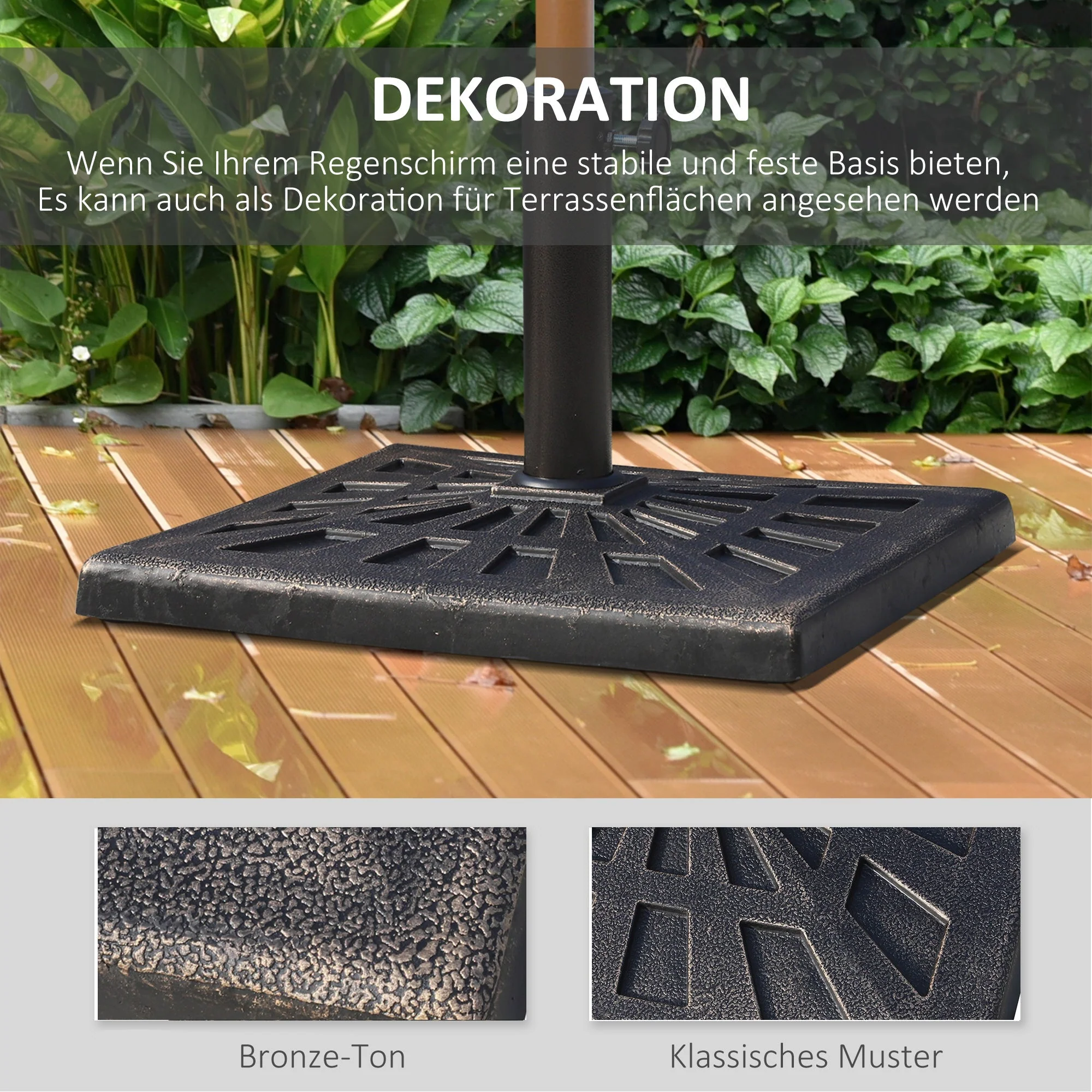 Parasol Stand Umbrella Holder 15kg Stable Weatherproof Resin Black - Image 4