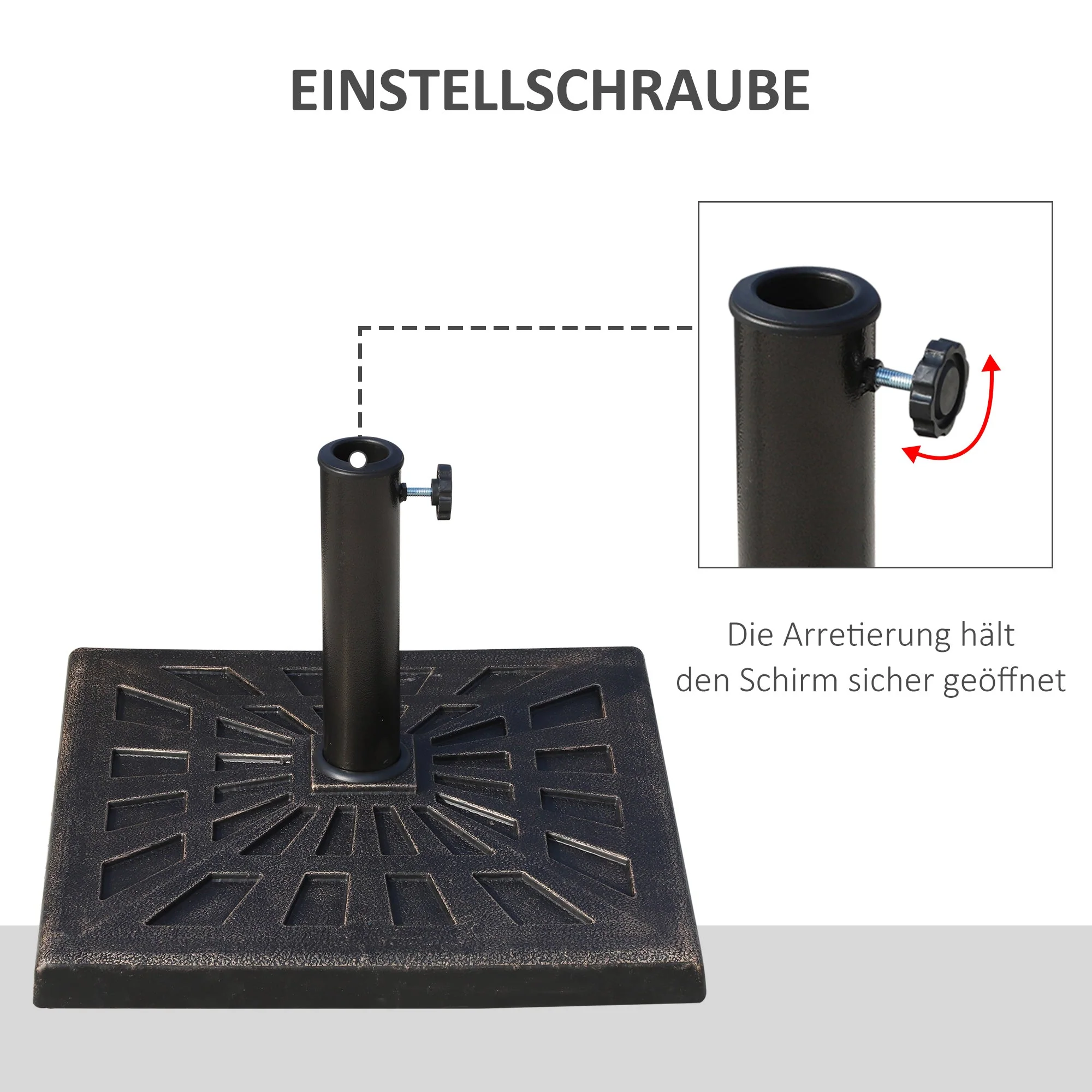 Parasol Stand Umbrella Holder 15kg Stable Weatherproof Resin Black - Image 5