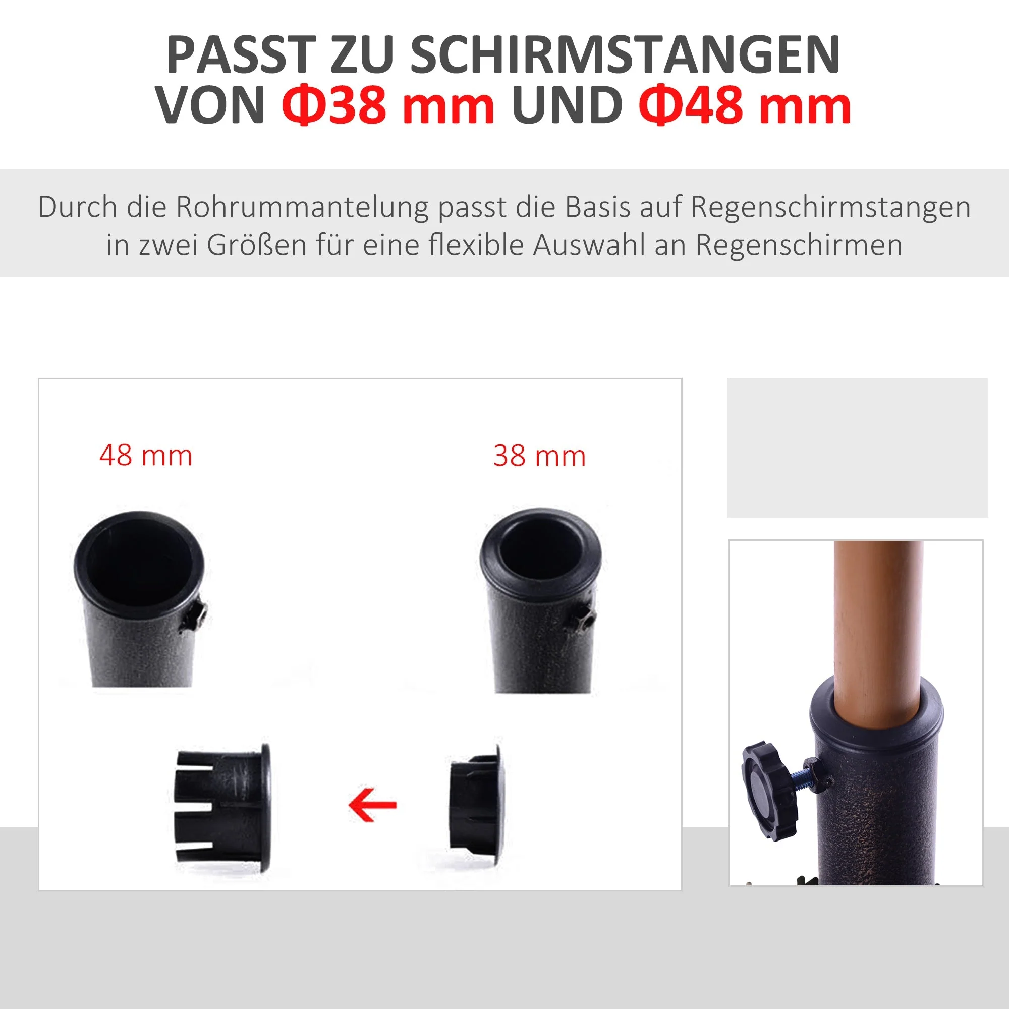 Parasol Stand Umbrella Holder 15kg Stable Weatherproof Resin Black - Image 6