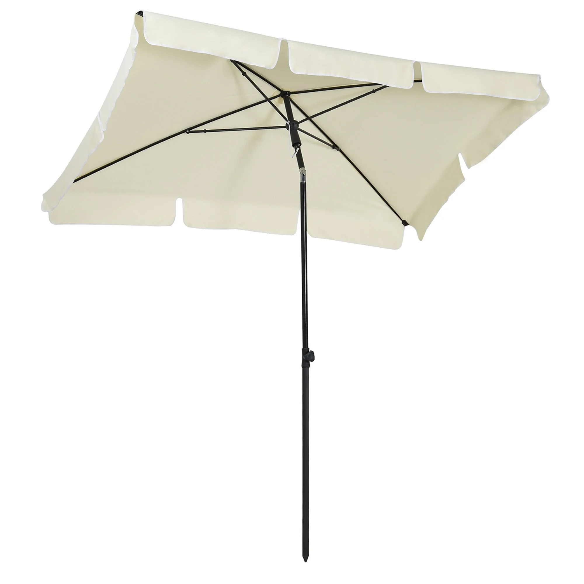 Parasol UV-Protective Foldable Balcony & Beach, Cream White & Black - Image 2
