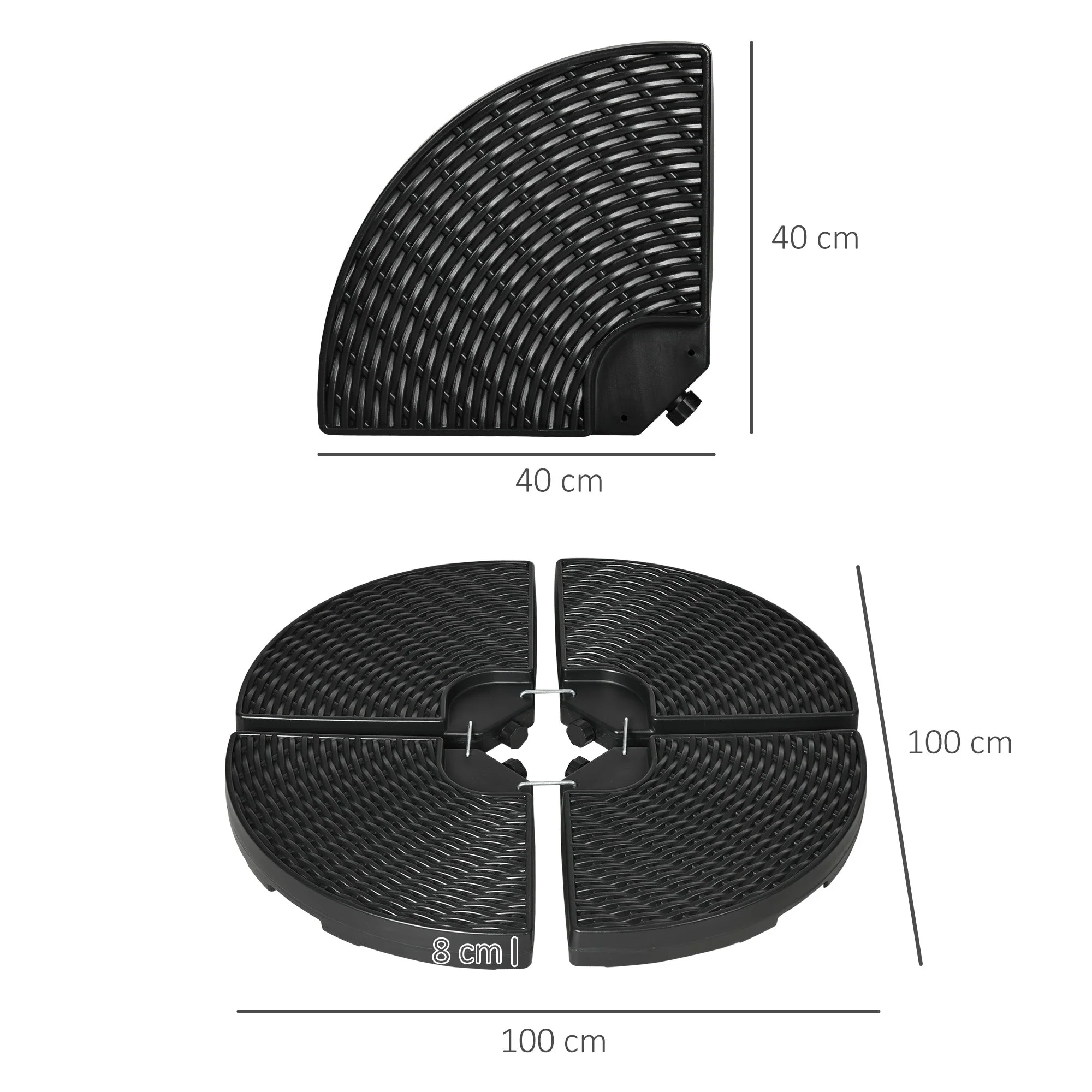 Parasol Weight Cantilever Base 52kg Water/68kg Sand Weatherproof HDPE - Image 3