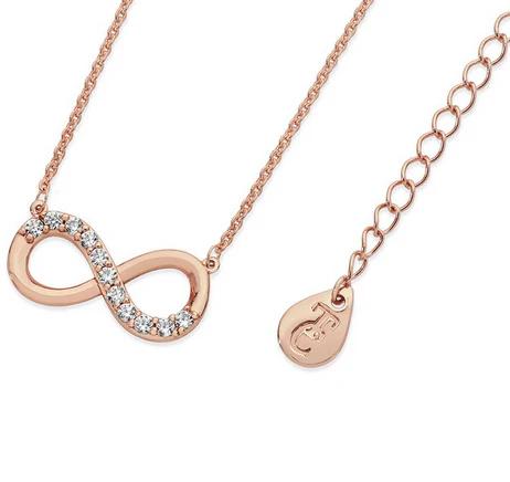 Part Stone Set Infinity Pendant - Rose Gold