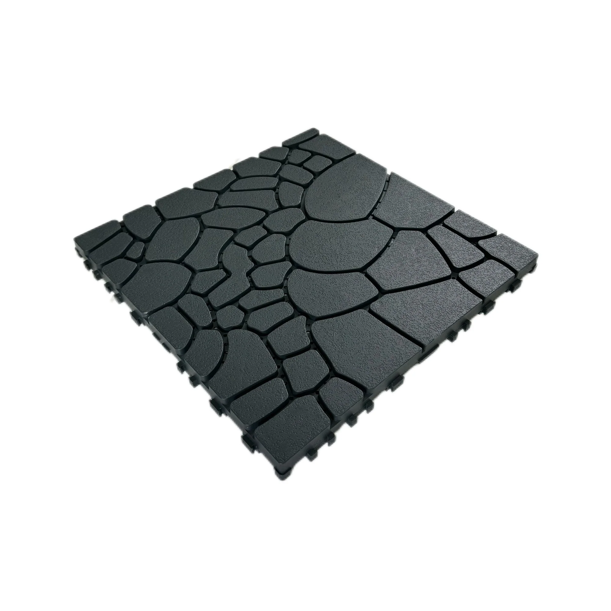 Patio Deck Tiles 12" Stone Texture Interlocking 44pcs - DARK GRAY - Image 3
