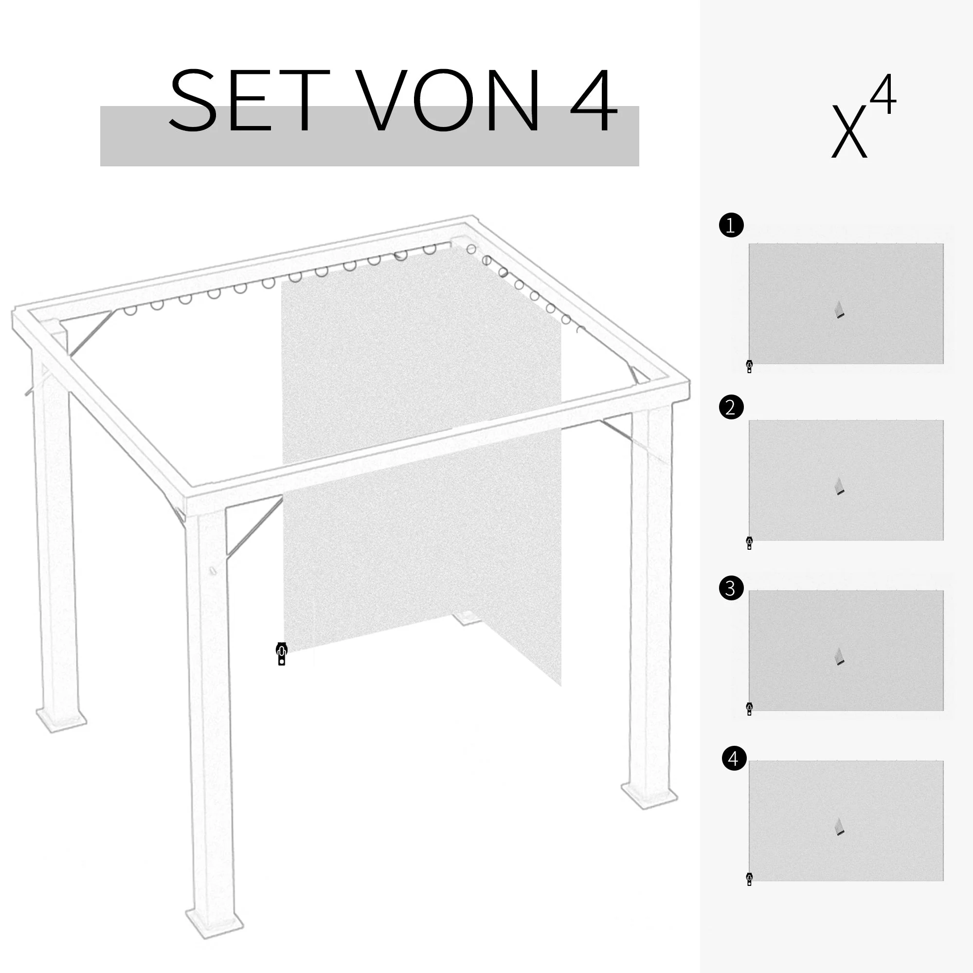 Pavilion Party Tent 3x4m with 4 Side Panels, Polyester Beige - Image 4