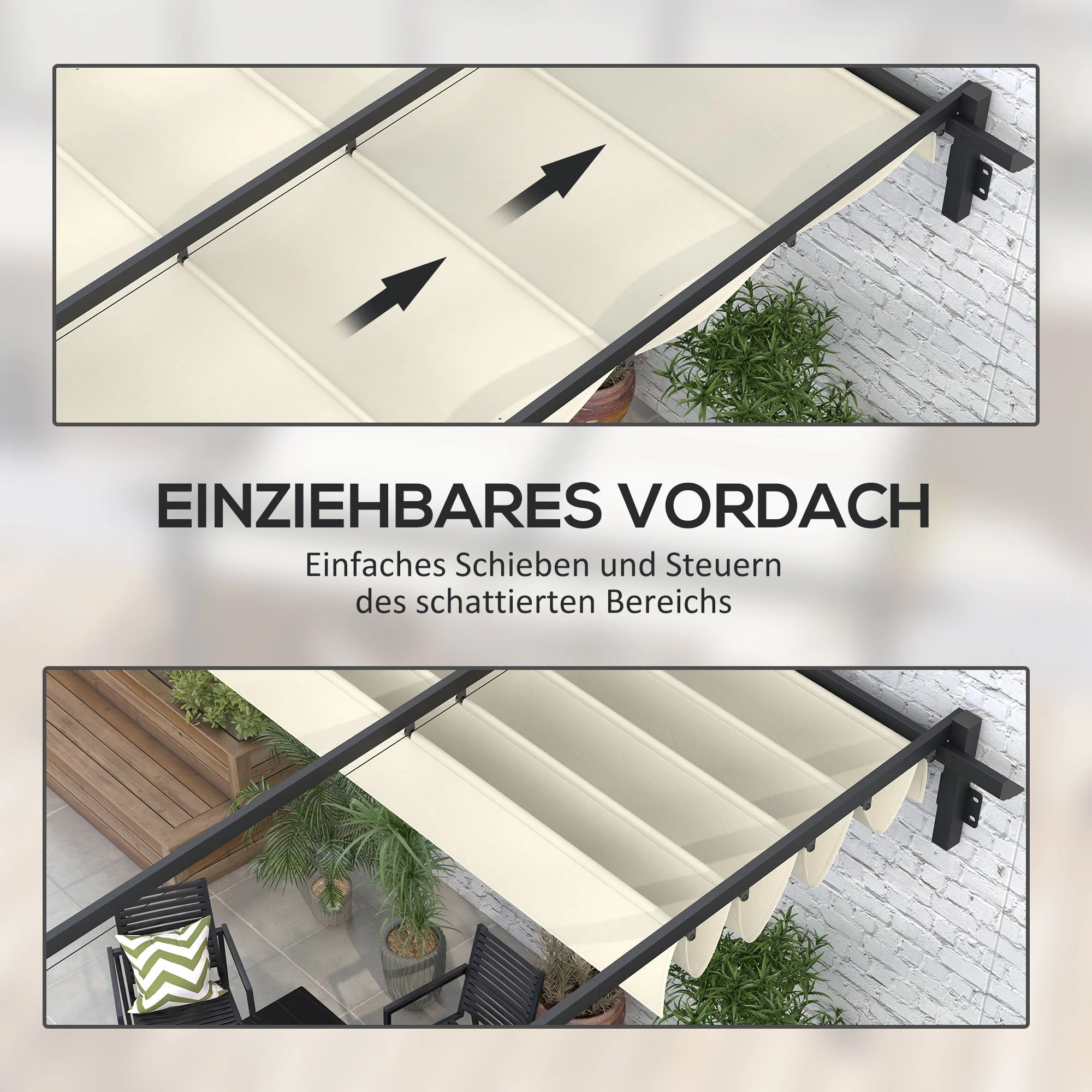 Pavilion Pergola 3x3m Windproof Adjustable Roof, Cream-Colored - Image 5