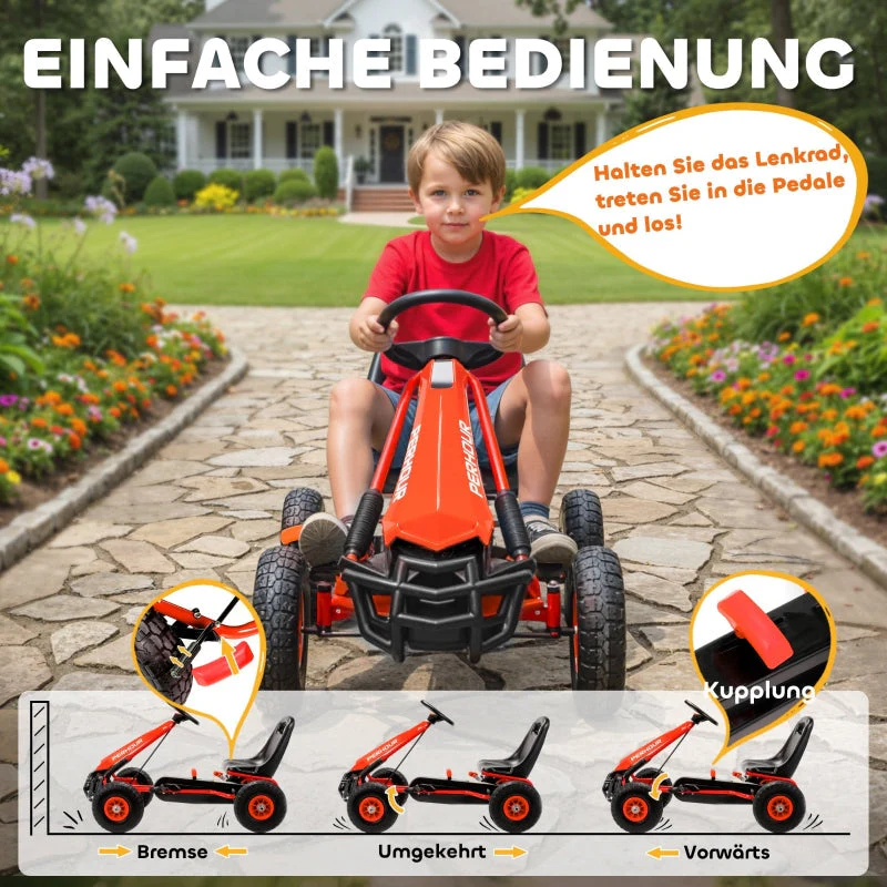 Pedal Go-Kart for Children with Adjustable Seat and EVA Wheels, Red - Image 4