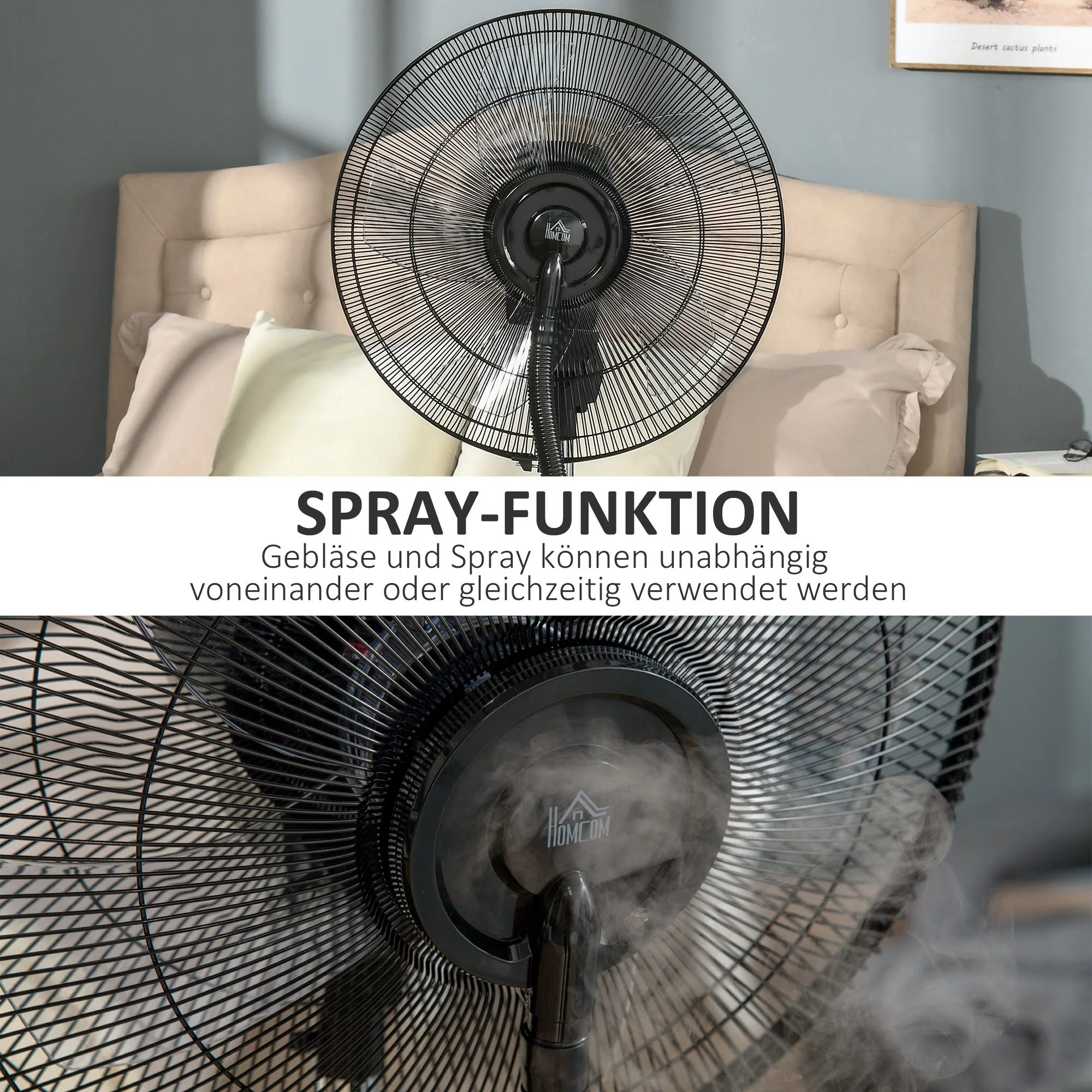 Pedestal Fan with Misting Function, 90W 3 Air Modes, Remote Control, Black - Image 6