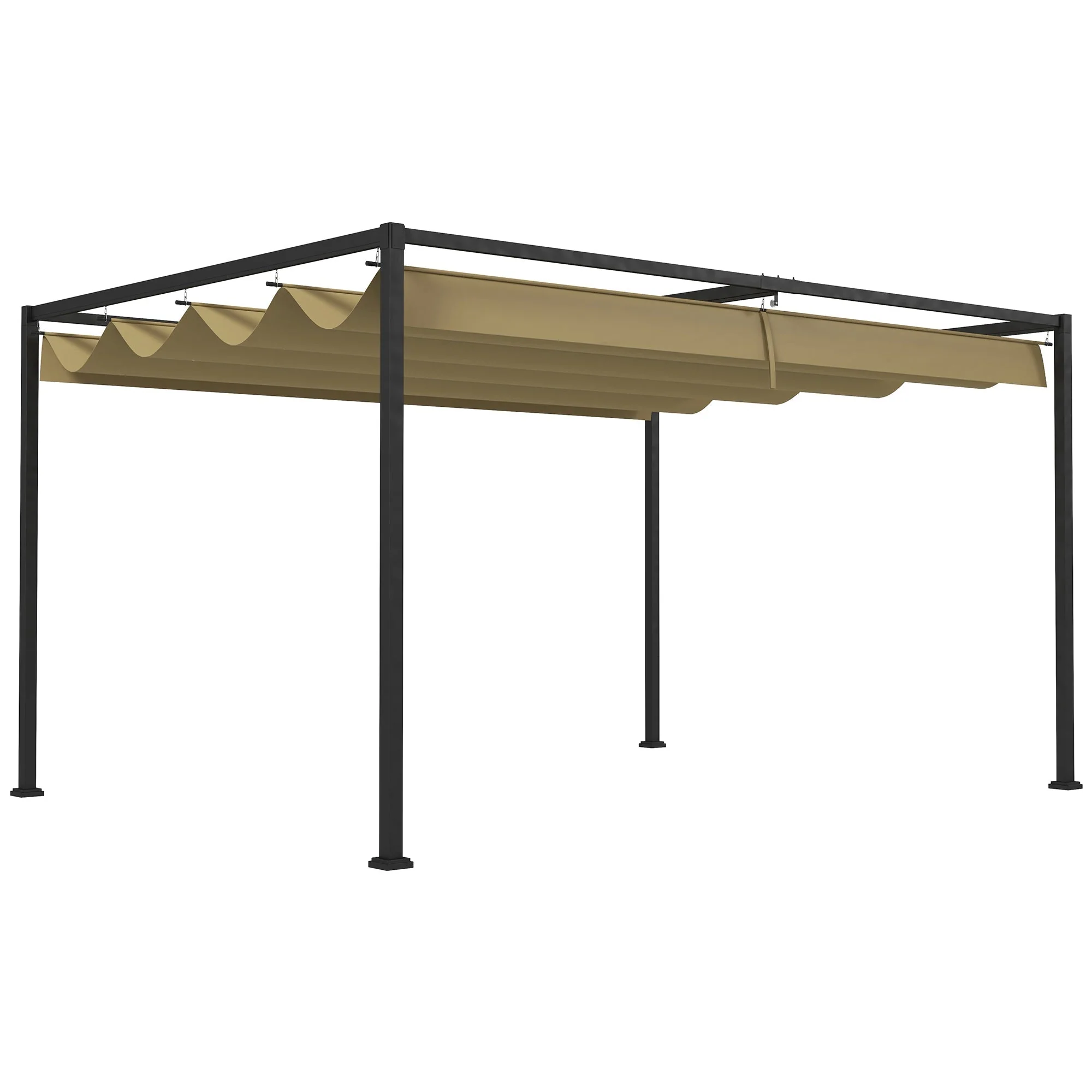 Pergola Garden Pavilion 4x3m Adjustable Roof Steel Khaki - Image 2