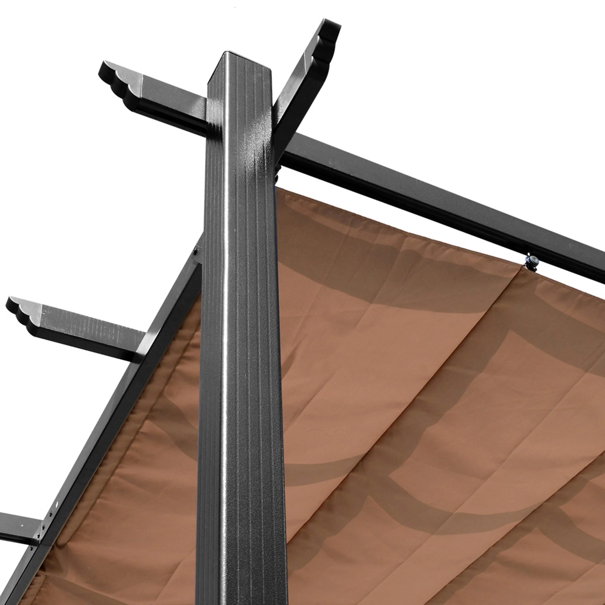 Pergola Pavilion 3x4m Adjustable Fabric Roof Sunshade Canopy Aluminum Grey/Brown - Image 8