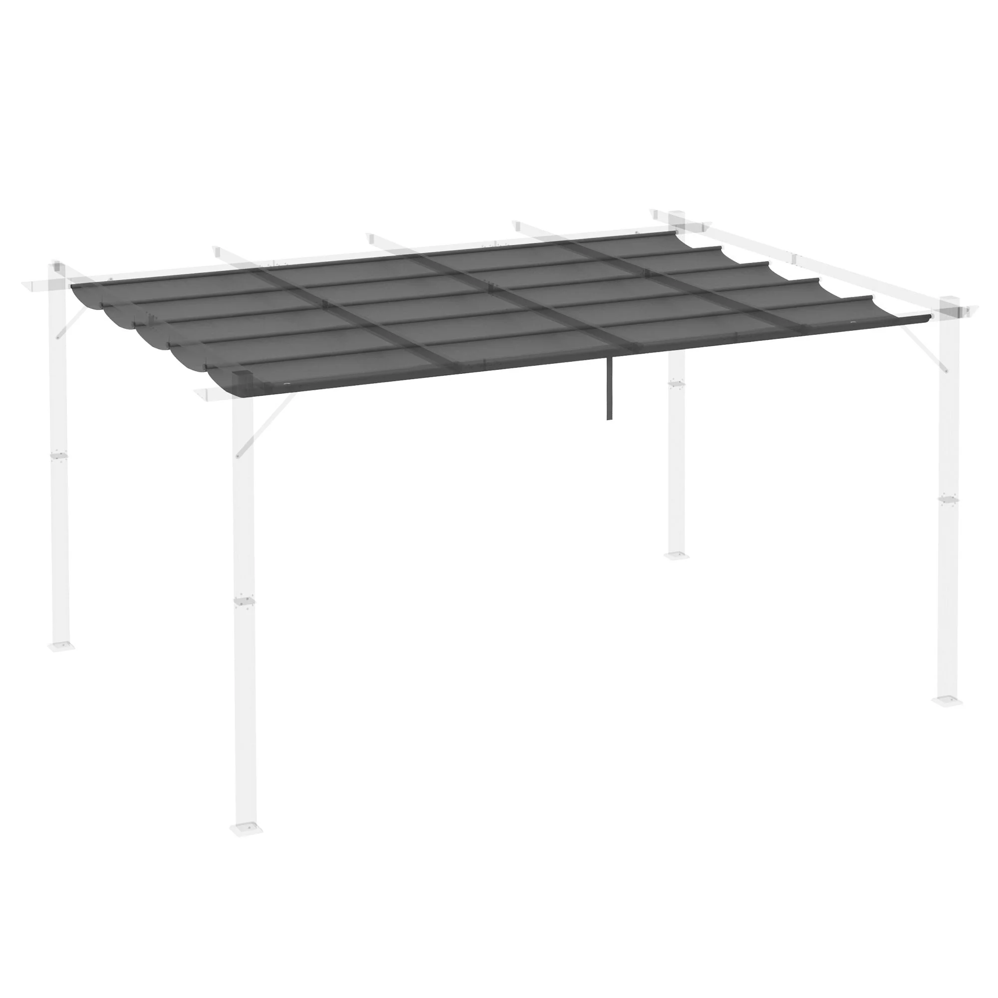 Pergola Replacement Roof 3.5x2.5m Drainage Holes Shade Cover, Dark Grey - Image 7