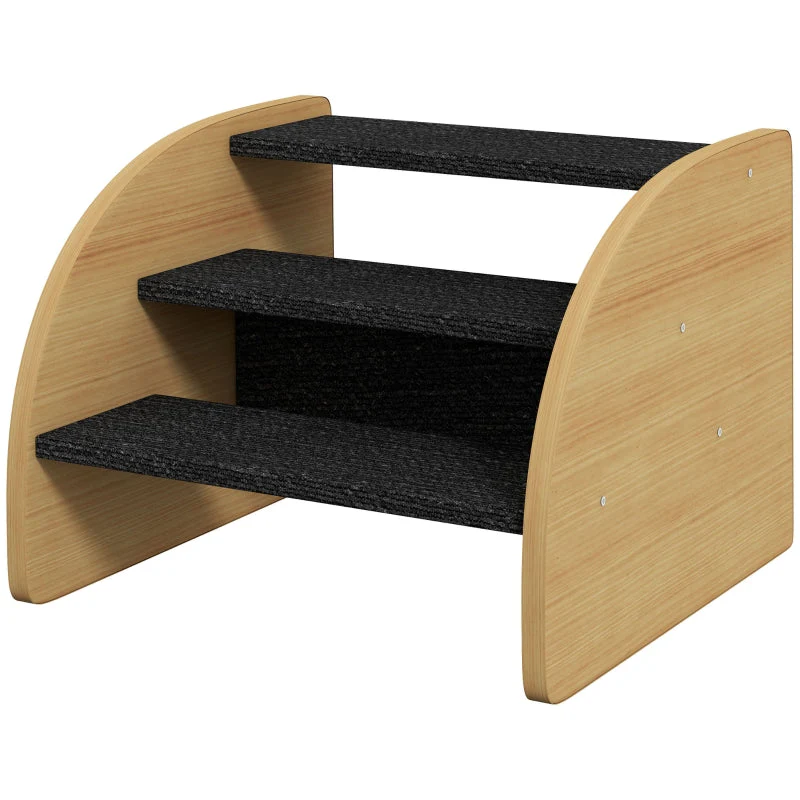 Pet Stairs, 3 Steps for Small Dogs, Oak + Black - Image 2